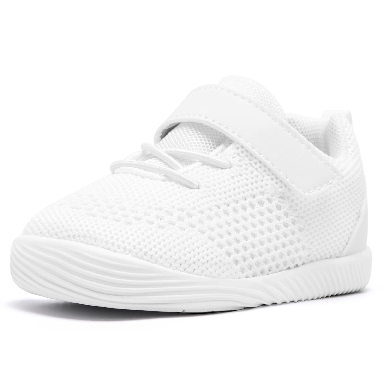 MORENDL Toddler Sneakers Baby Boys & Girls Barefoot Shoes Lightweight Breathable Walking Running Tennis Athletic Sport Shoes White Size 7
