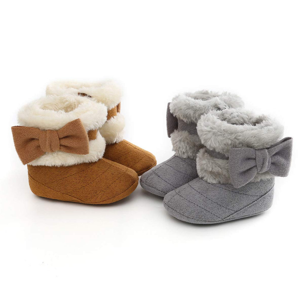 COSANKIM Newborn Baby Girls Boys Boots Soft Anti-Slip Sole Warm Winter Snow Booties Toddler Infant Prewalker Shoes(6-12 months infant, C/brown baby shoes