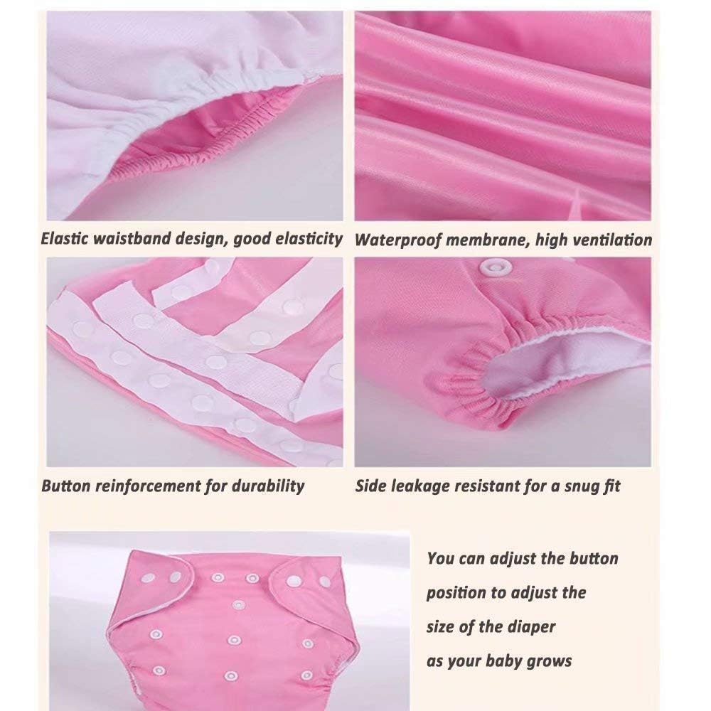 CSKB Baby Cloth Diapers Washable Reusable Diapers for Baby Girls and Boys, One Size Adjustable 7 Pack with 7 Inserts and 1 Storage Bag