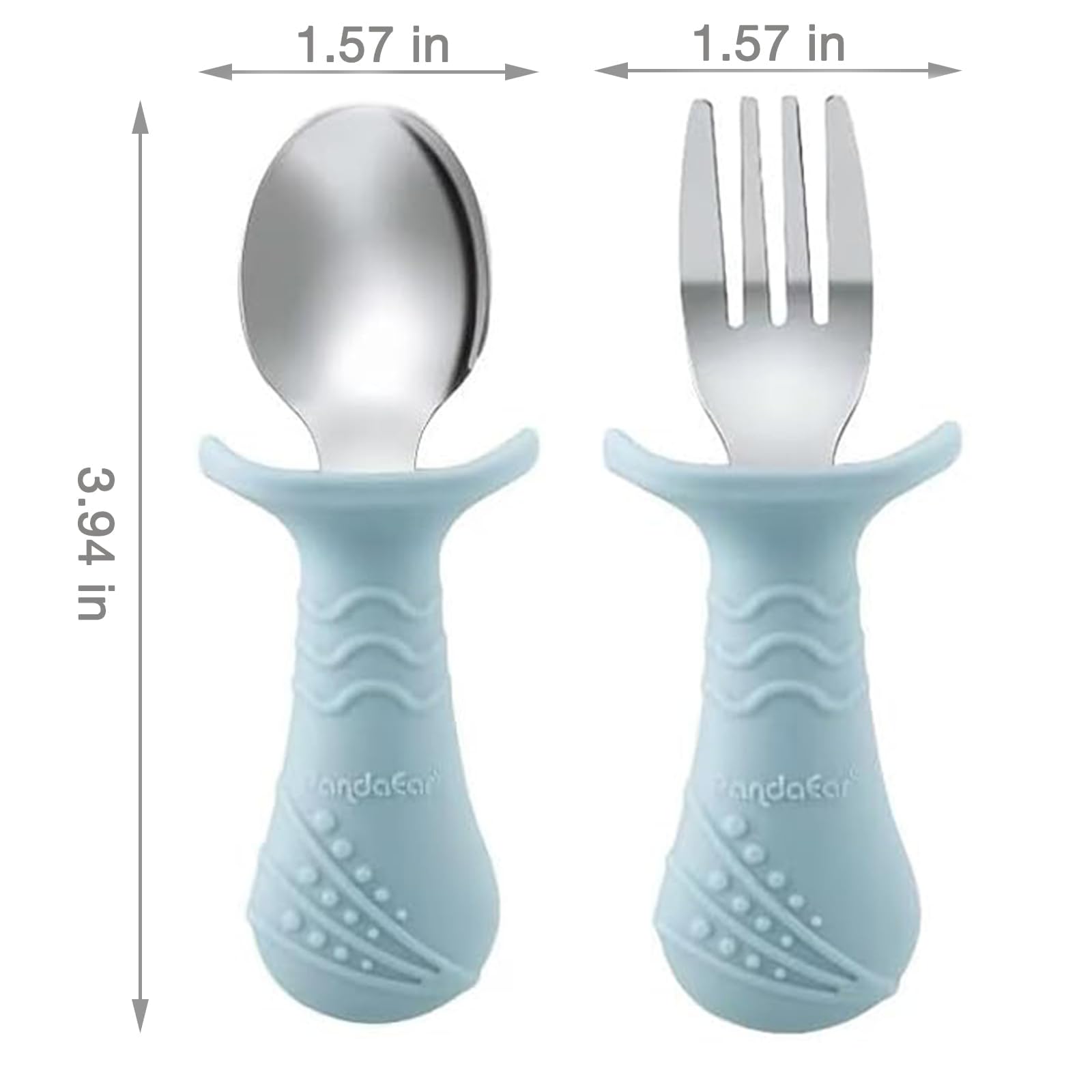 PandaEar 6-in-1 Stainless Steel Baby Feeding Set | Divided Suction Plate, Bowl, Sippy Cup with Straw, Bib, Spoon & Fork | BPA-Free Toddler Feeding Essentials for Self-Feeding (Blue)