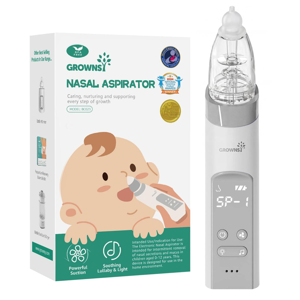 GROWNSY Baby Nasal Aspirator, Electric Nose Sucker, Powerful Suction,Grey