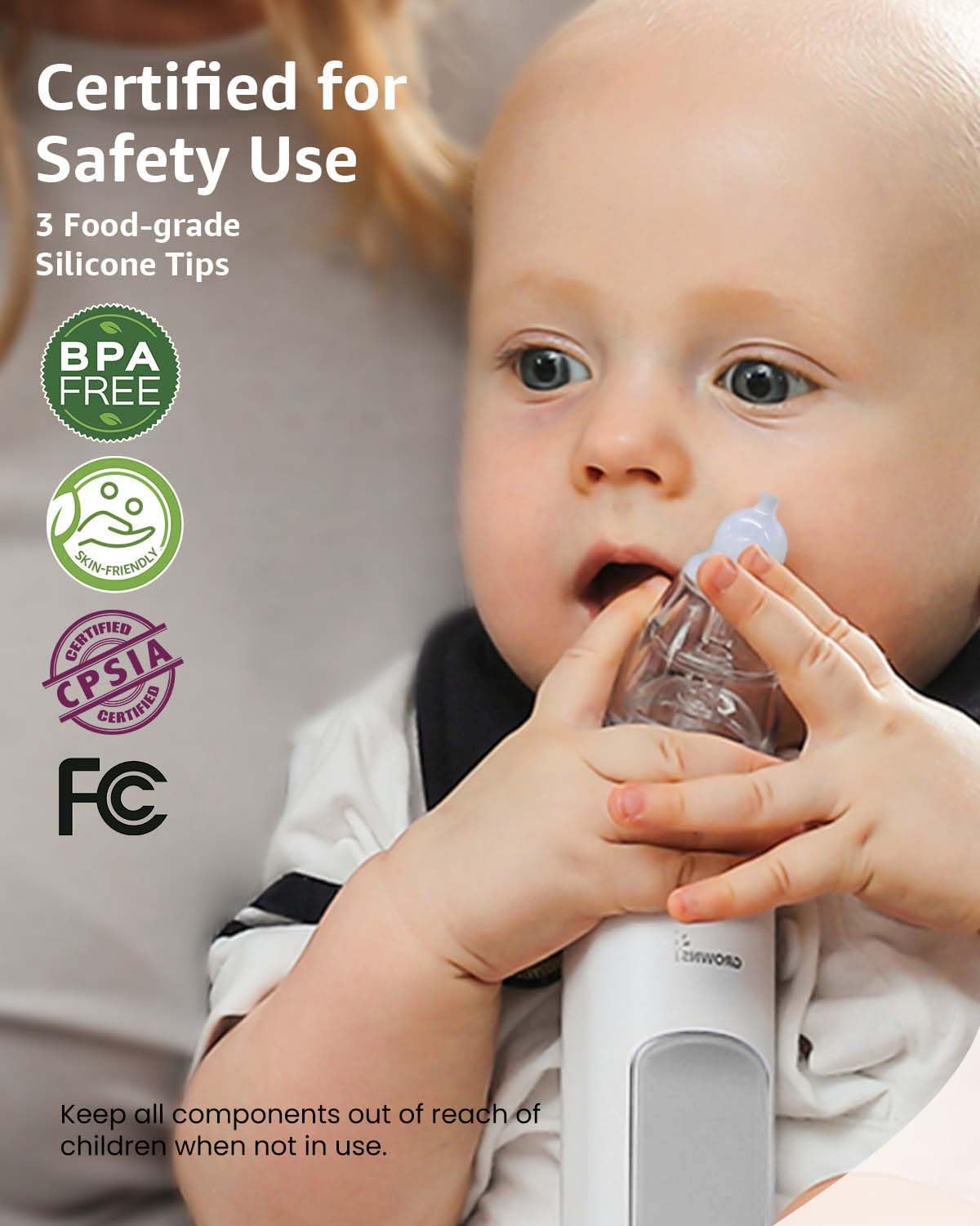 GROWNSY Baby Nasal Aspirator, Electric Nose Sucker, Powerful Suction,Grey