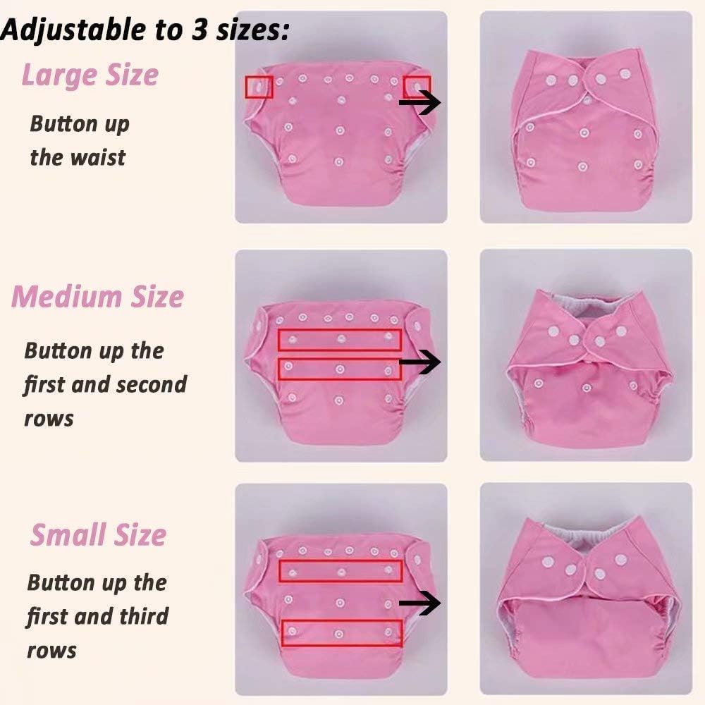 CSKB Baby Cloth Diapers Washable Reusable Diapers for Baby Girls and Boys, One Size Adjustable 7 Pack with 7 Inserts and 1 Storage Bag