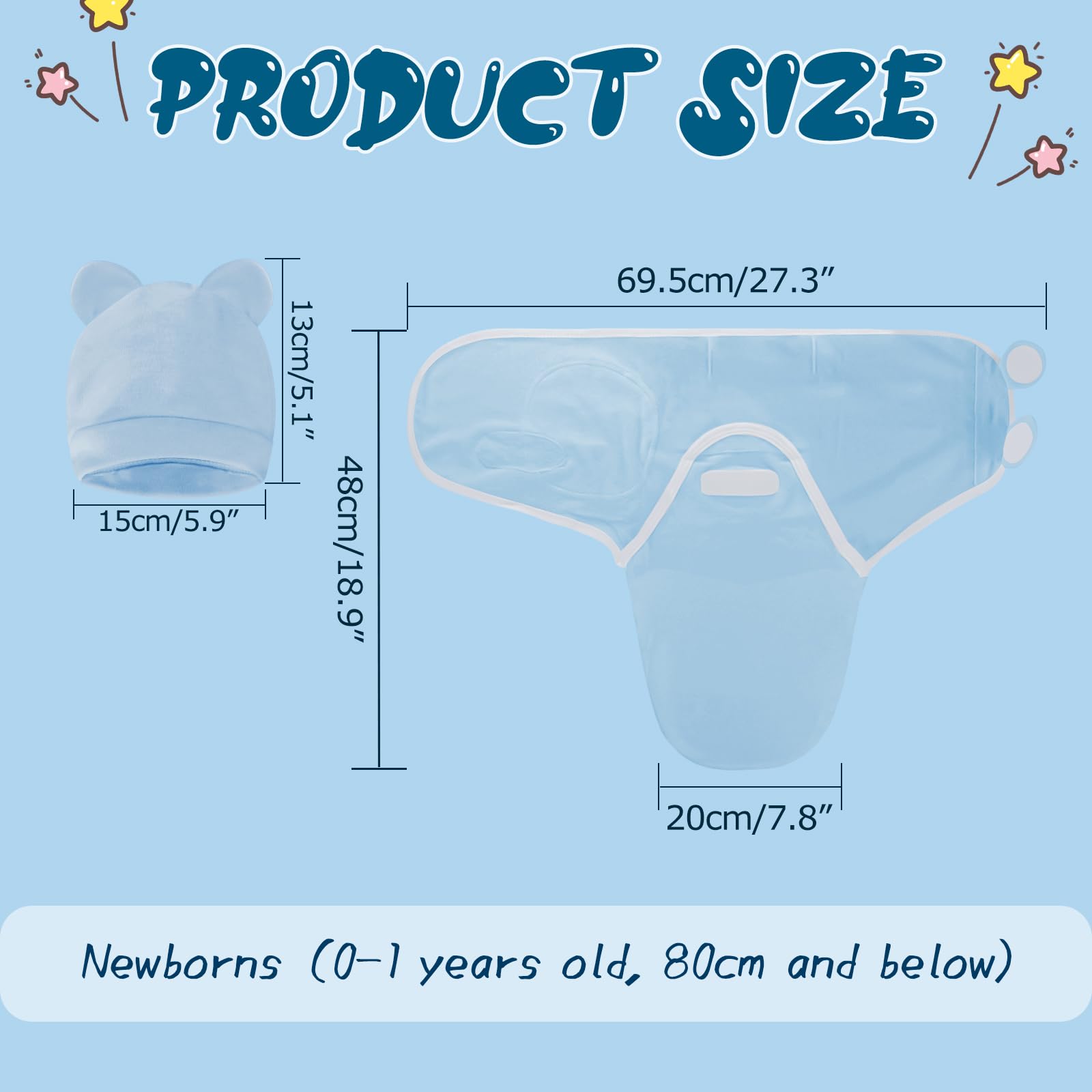 Fecawd Baby Swaddle Sleep Sacks with Hats, Newborn Swaddle Blanket