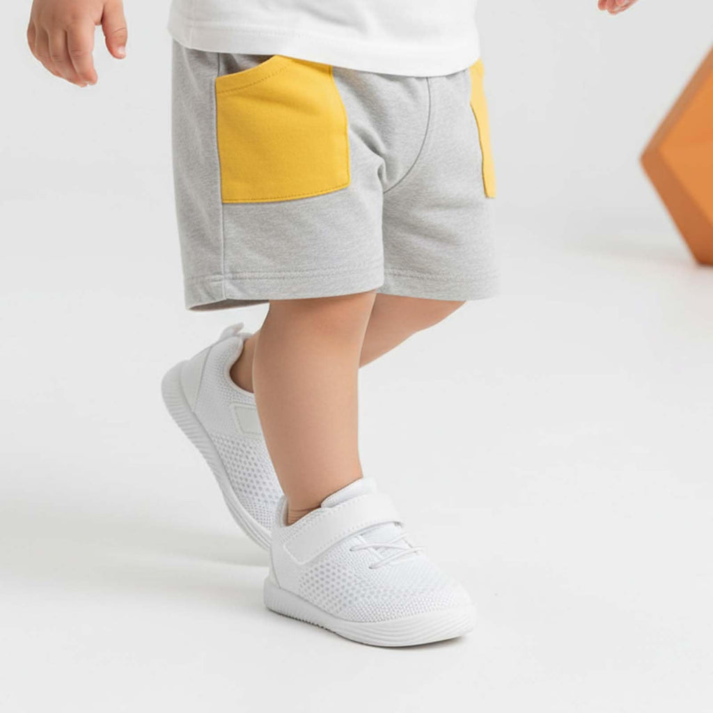 MORENDL Toddler Sneakers Baby Boys & Girls Barefoot Shoes Lightweight Breathable Walking Running Tennis Athletic Sport Shoes White Size 7