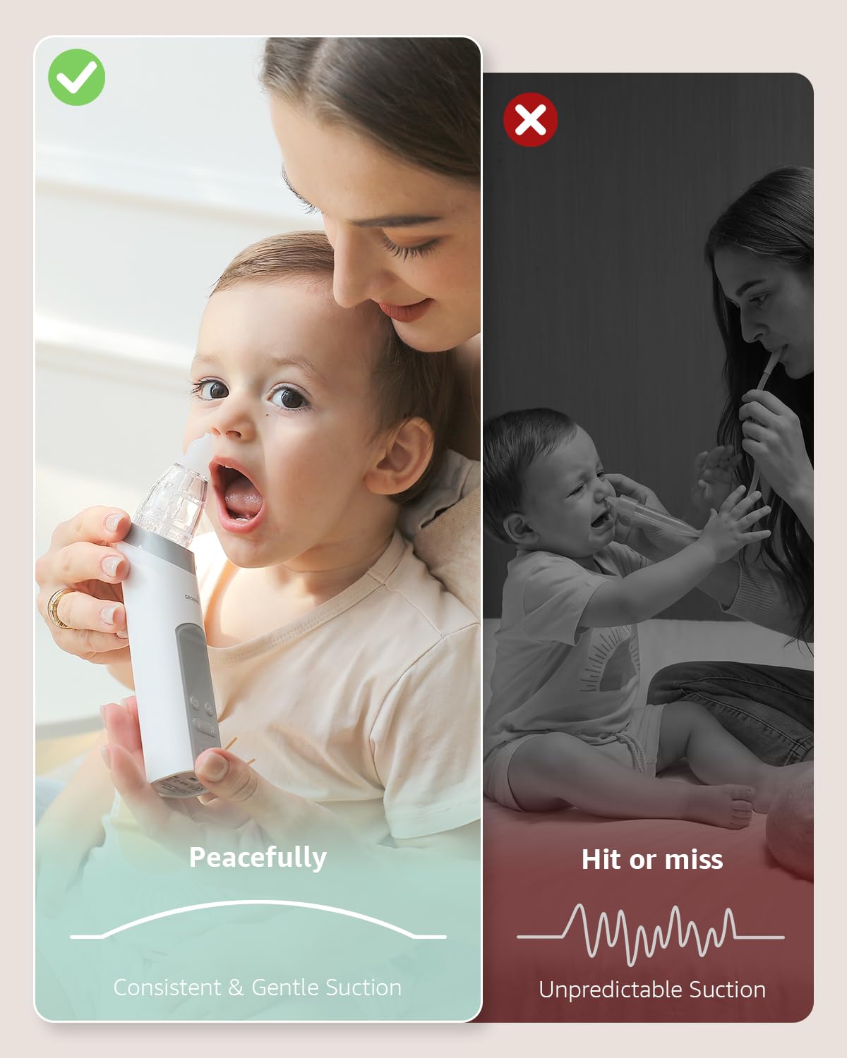 GROWNSY Baby Nasal Aspirator, Electric Nose Sucker, Powerful Suction,Grey