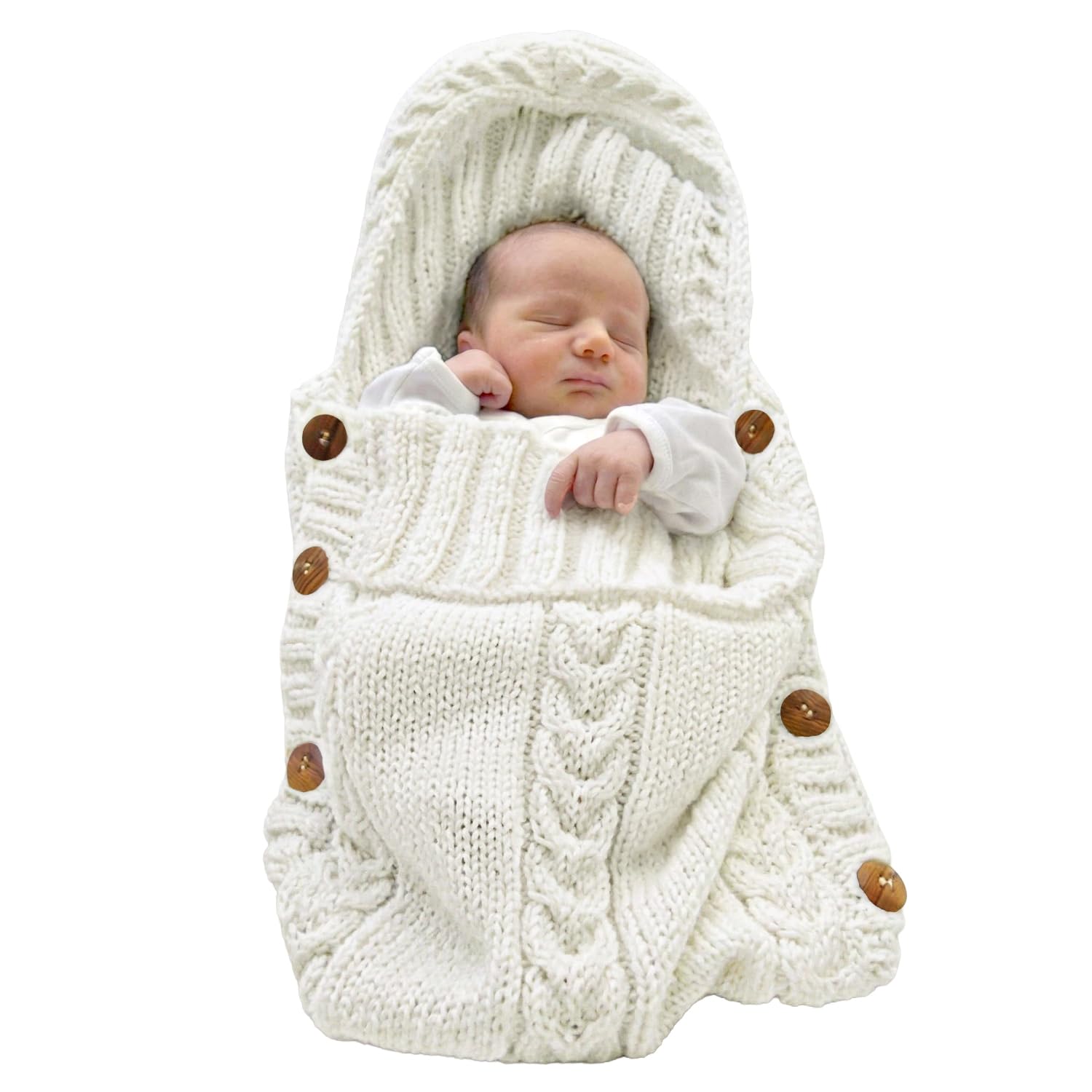 XMWEALTHY Newborn Baby Wrap Swaddle Blanket Knit Wrap Blanket Bag Receiving Blankets Stroller Wrap for Baby Beige 0-6 Month