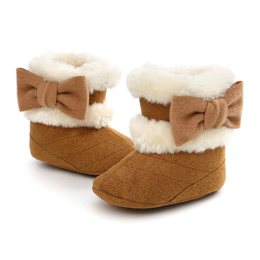 COSANKIM Newborn Baby Girls Boys Boots Soft Anti-Slip Sole Warm Winter Snow Booties Toddler Infant Prewalker Shoes(6-12 months infant, C/brown baby shoes