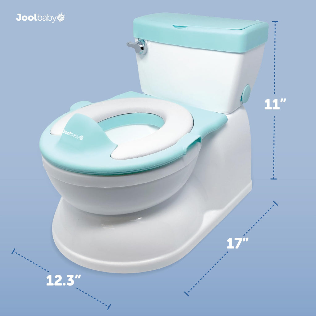 Jool Baby Real Feel 2-in-1 Potty with Wipes Storage, Flushing Sounds & Disposable Liners - Realistic Toilet - Easy to Clean & Assemble (Aqua)
