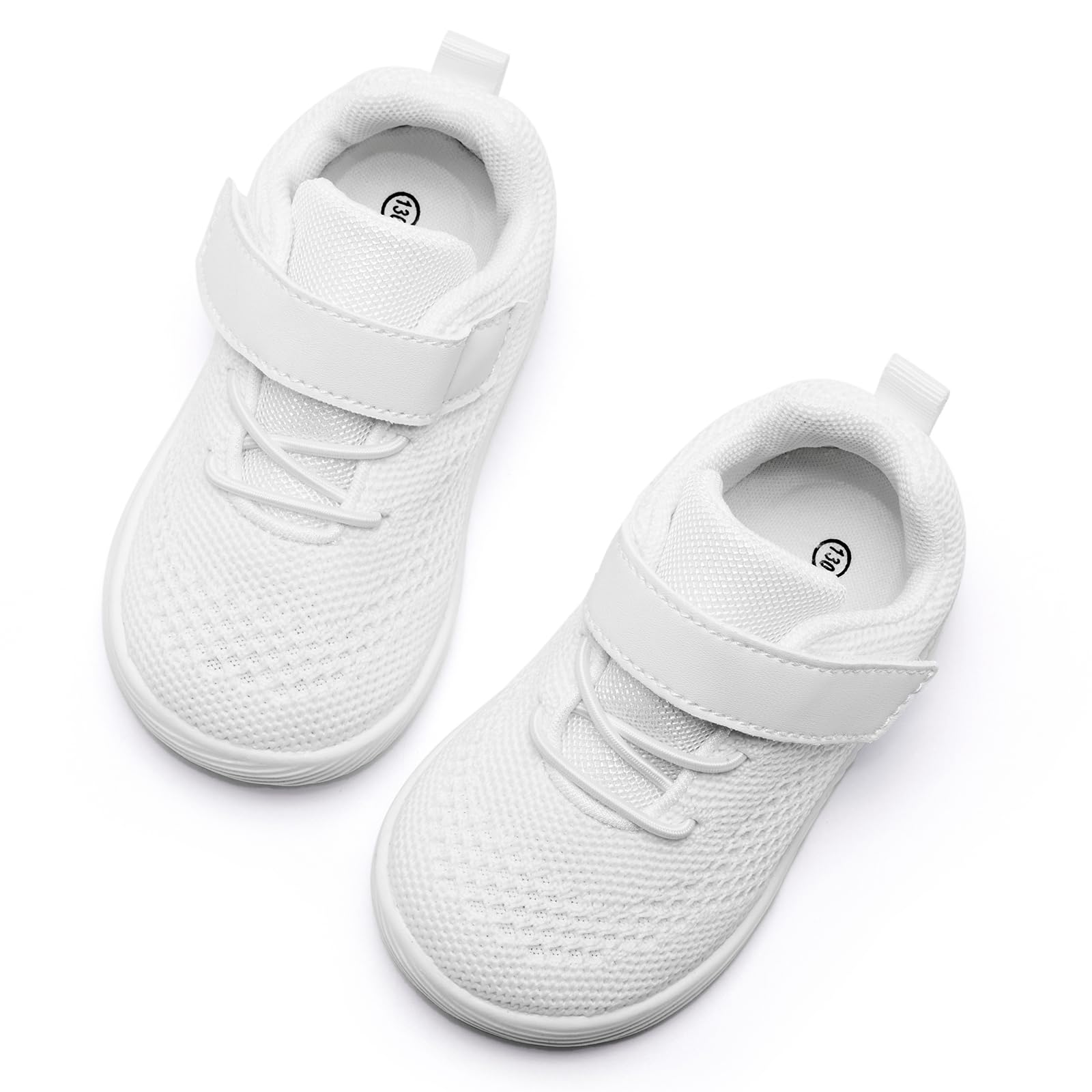 MORENDL Toddler Sneakers Baby Boys & Girls Barefoot Shoes Lightweight Breathable Walking Running Tennis Athletic Sport Shoes White Size 7