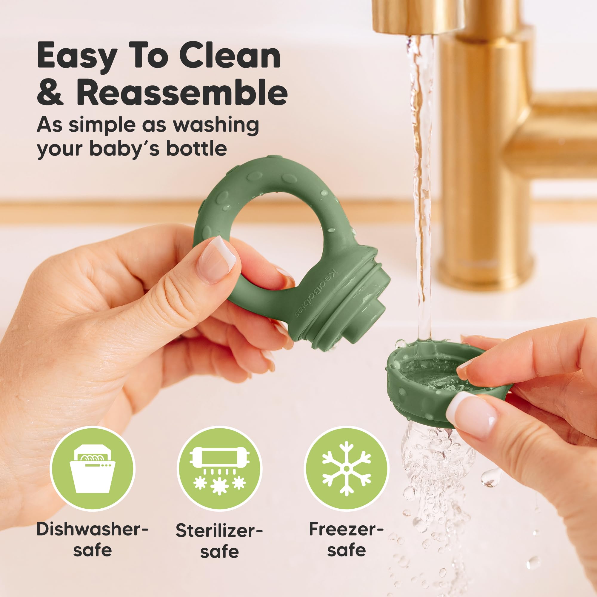 KeaBabies Baby Fruit Feeder 2pk, Silicone Baby Food Feeder,BPA-Free (Slate)
