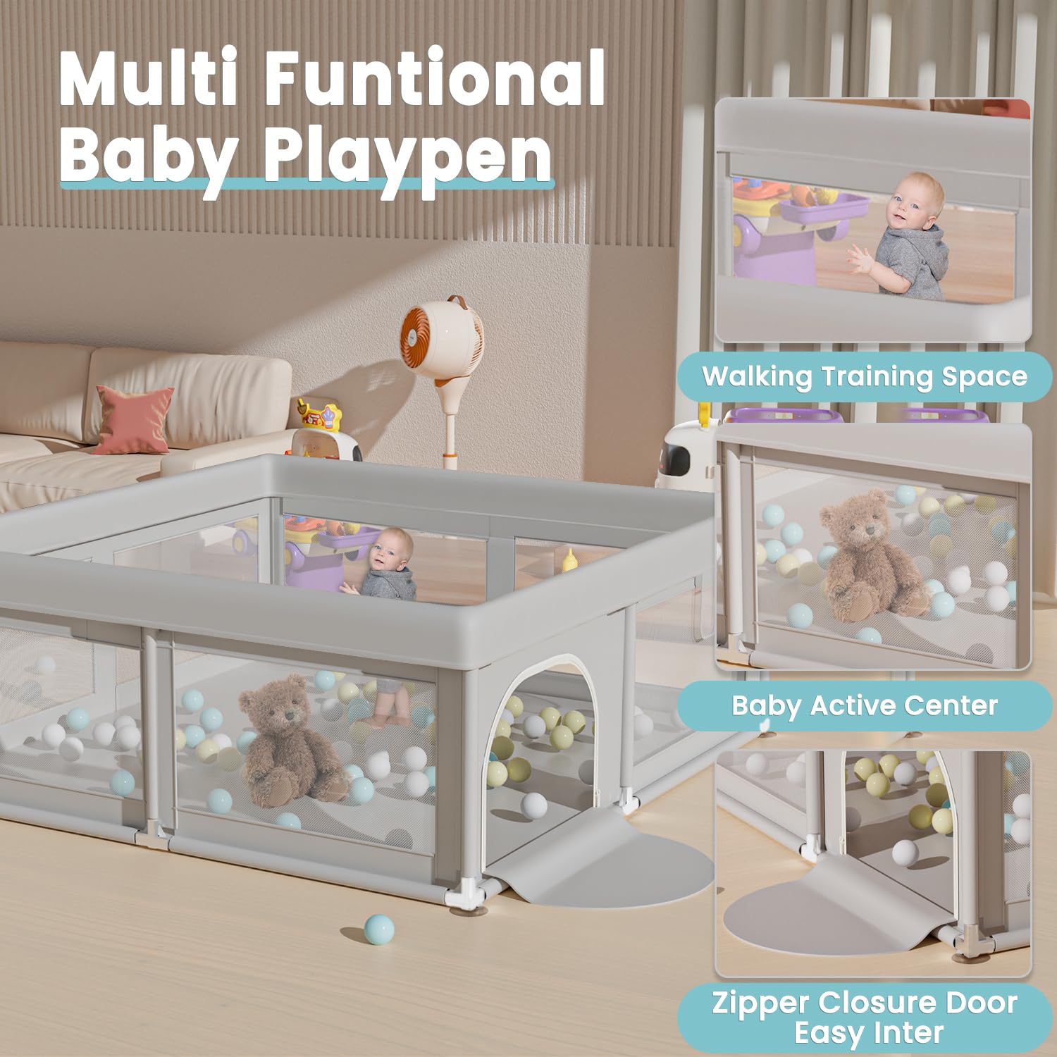 Hiaksedt Baby Playpen 50x50 Inch, Play Pens for Babies and Toddlers