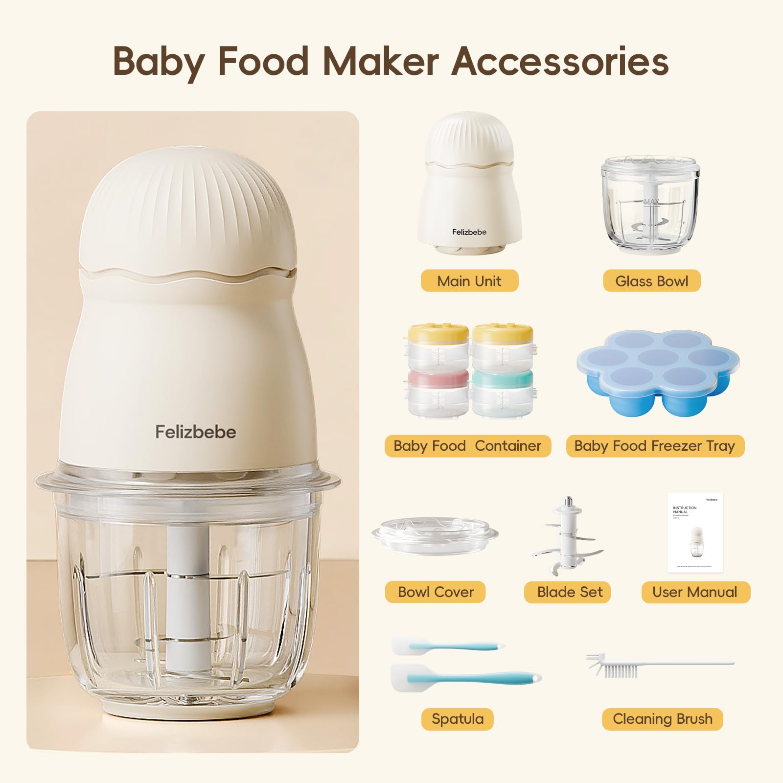 Baby Food Maker, Small Baby Food Processor Set, 10oz Puree Blender