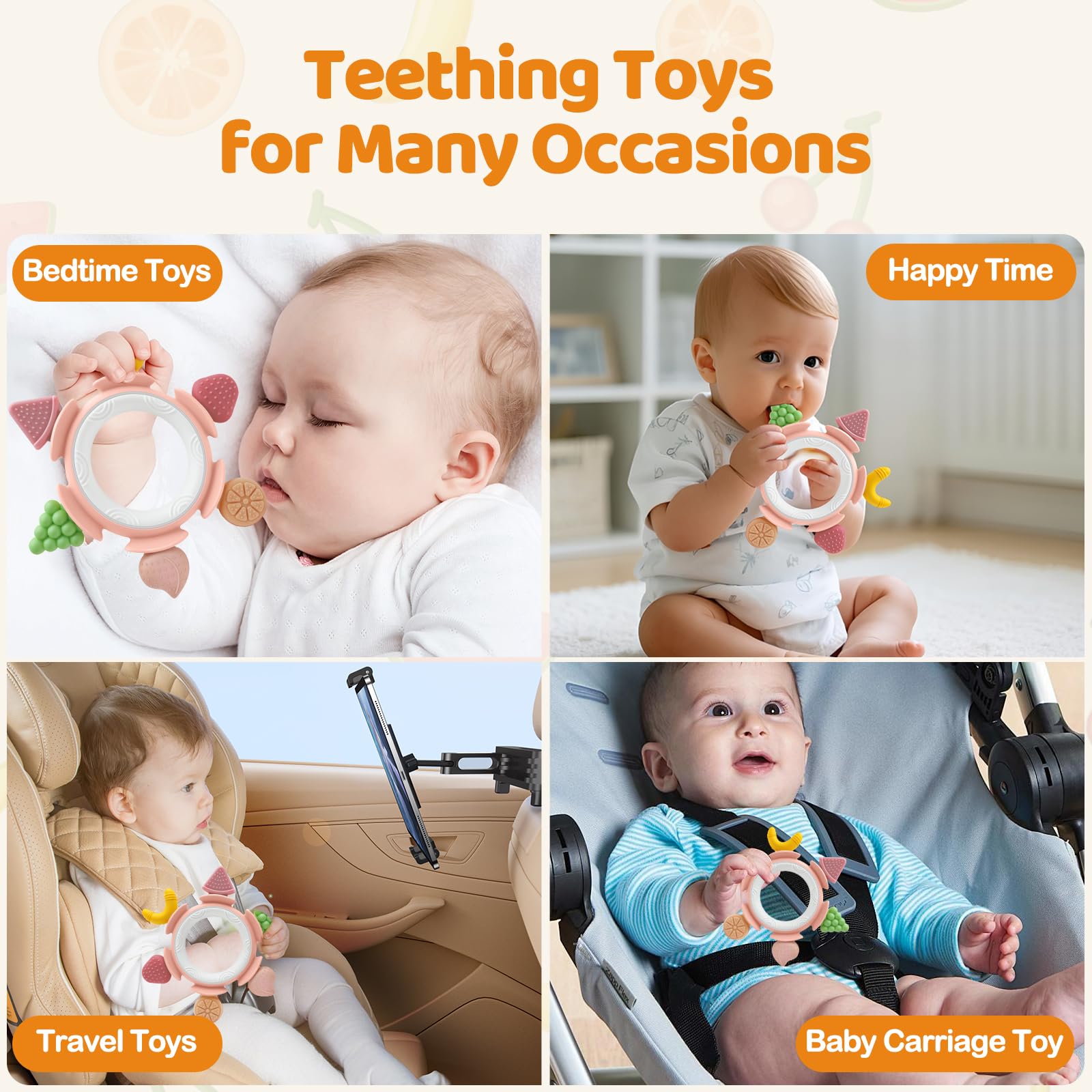 Baby Teething Toys for Babies 3-12 Months, Silicone Teething Rings for Babies, Infant Teether for Sore Gum Relief, Sensory Chew Toy Baby Teether, Baby Essentials Gift for Newborn Boys Girls, Pink