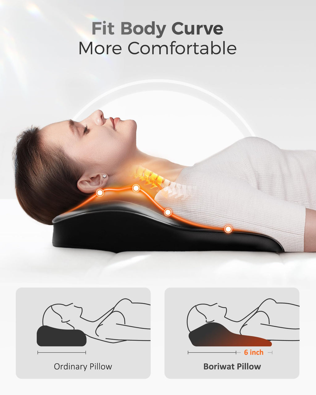 Boriwat Back Massager with Heat, 3D Kneading Massage Pillow for Back, Neck, Shoulder, Leg Pain Relief Deep Tissue, Gifts for Women Men Mom Dad