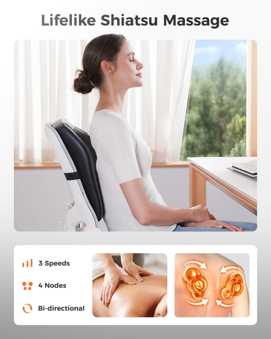 Boriwat Back Massager with Heat, 3D Kneading Massage Pillow for Back, Neck, Shoulder, Leg Pain Relief Deep Tissue, Gifts for Women Men Mom Dad