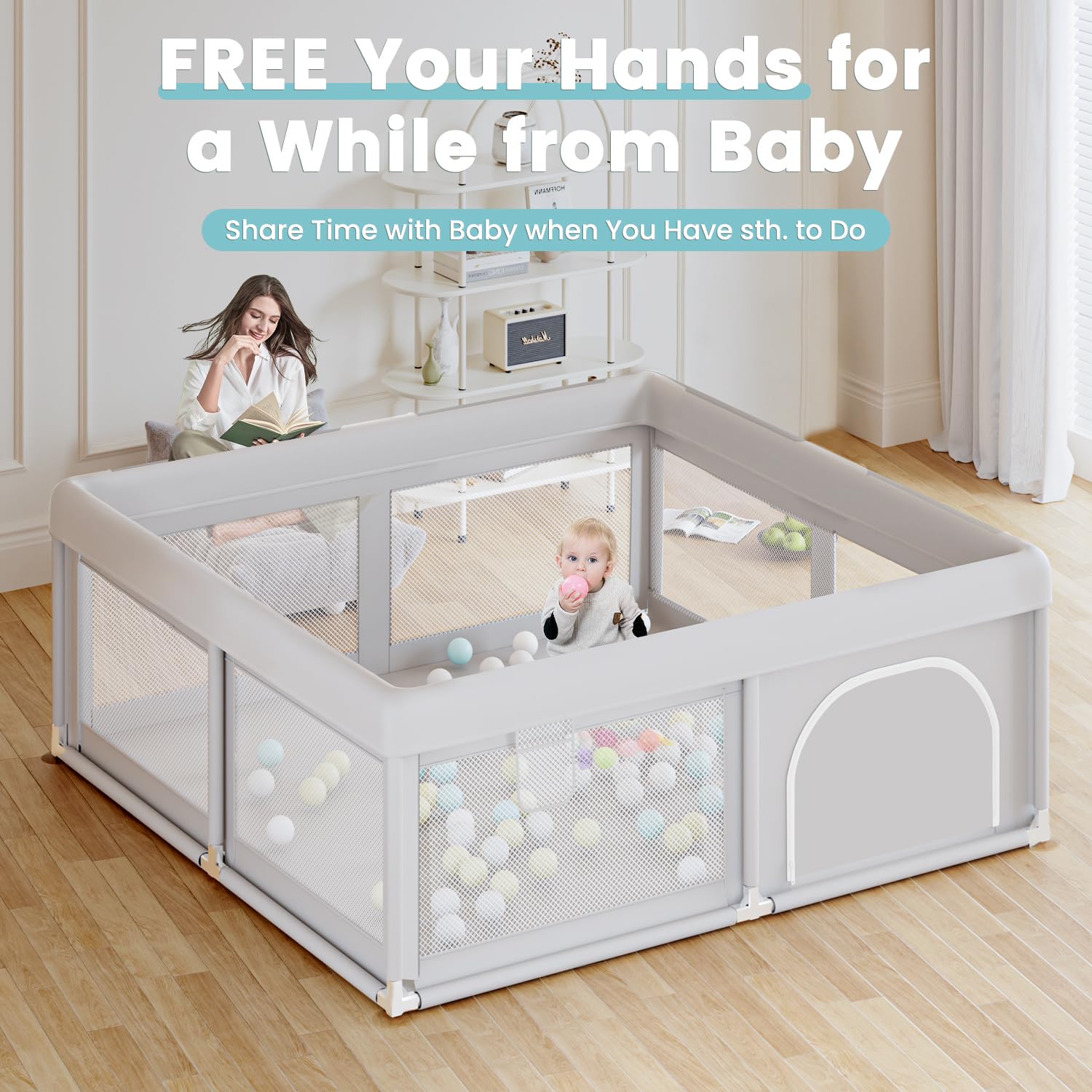 Hiaksedt Baby Playpen 50x50 Inch, Play Pens for Babies and Toddlers