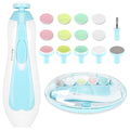Qunlions life Electric Nail File Drill for Baby No Sharp Claws Hurt, 6 in 1 Safety Cutter Trimmer Clipper for Toes and Fingers (Blue)