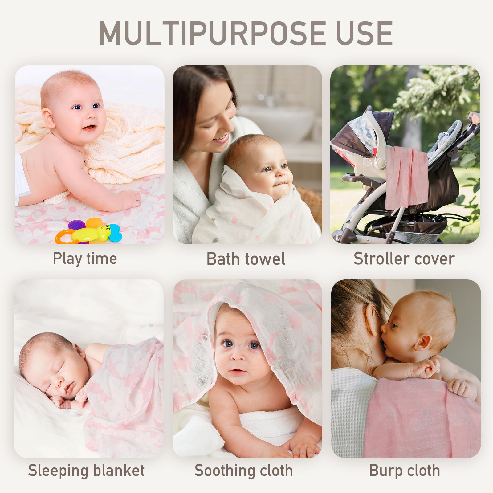 GLLQUEN BABY Receiving Blankets Girl Muslin Swaddle Blankets for Newborn