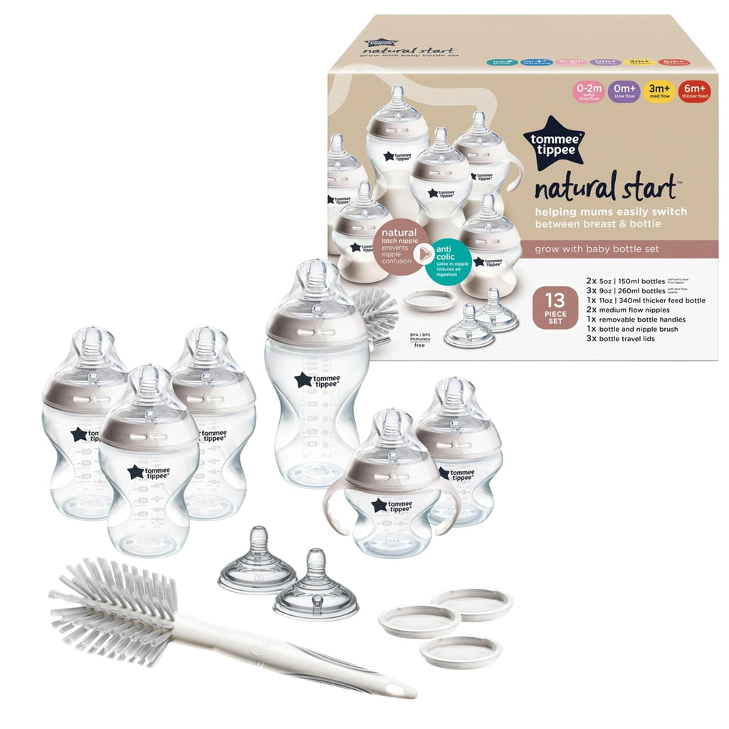 Tommee Tippee Natural Start Baby Bottle Set, Breast-Like Nipples, 0m+