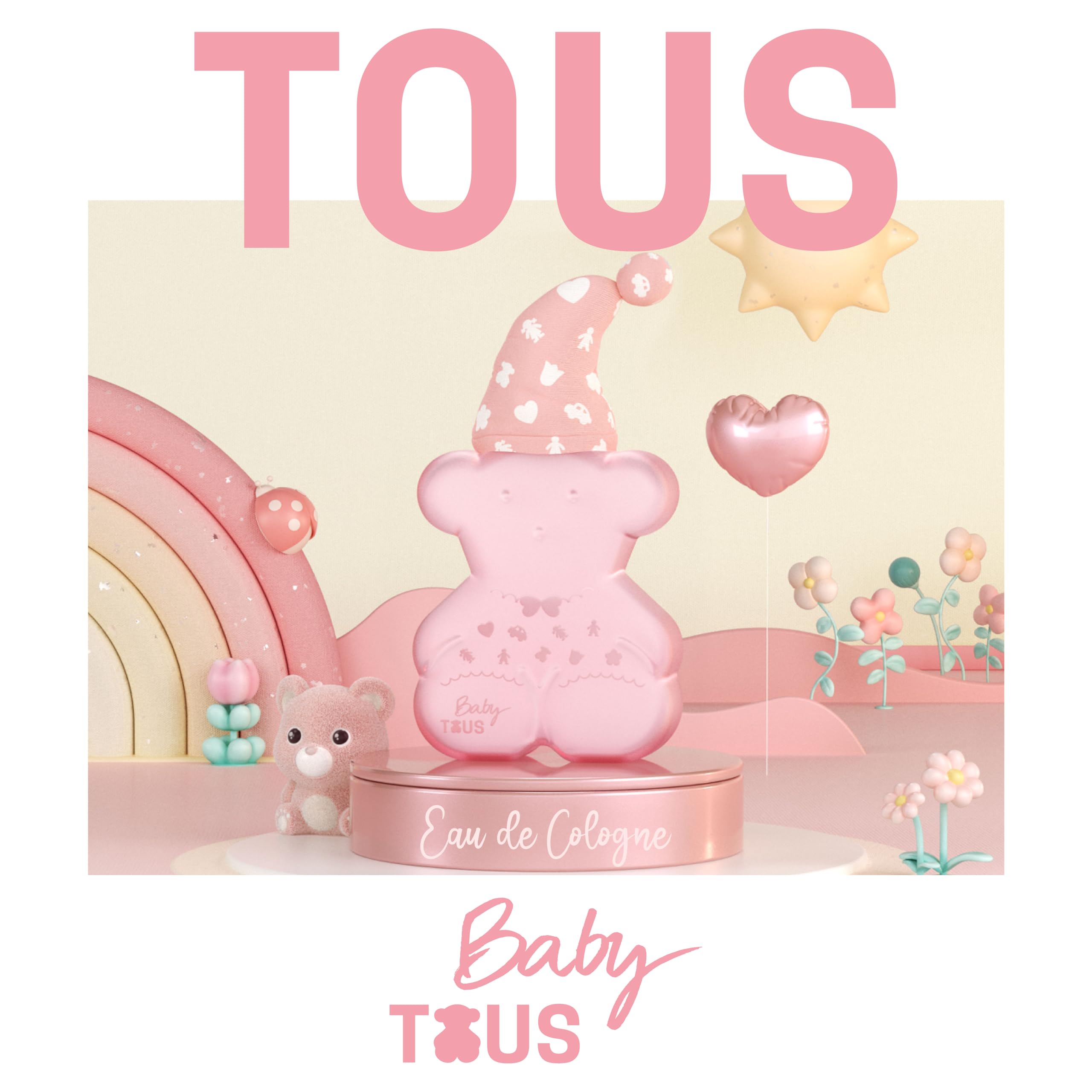 TOUS Pink Baby Eau de Cologne for Babies, Floral Musky Fragrance, 3.4 Fl Oz