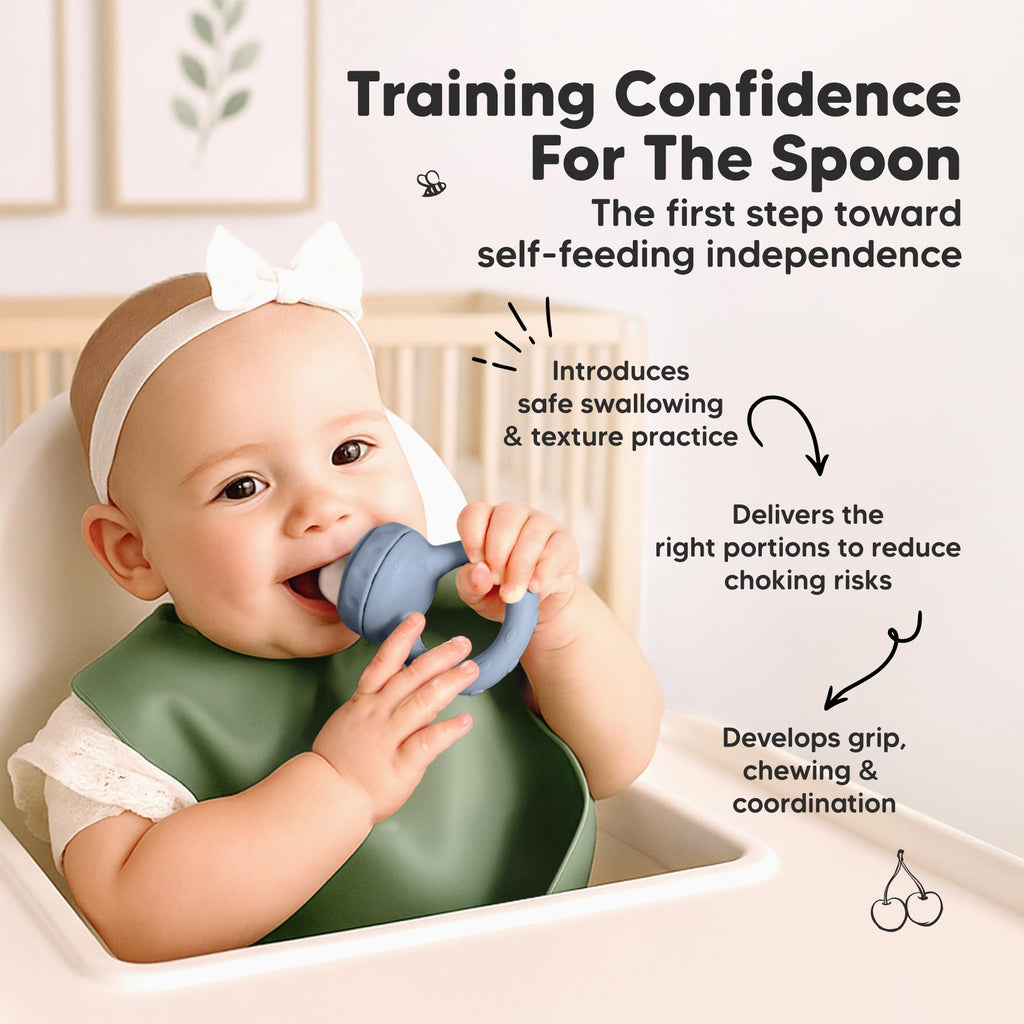 KeaBabies Baby Fruit Feeder 2pk, Silicone Baby Food Feeder,BPA-Free (Slate)