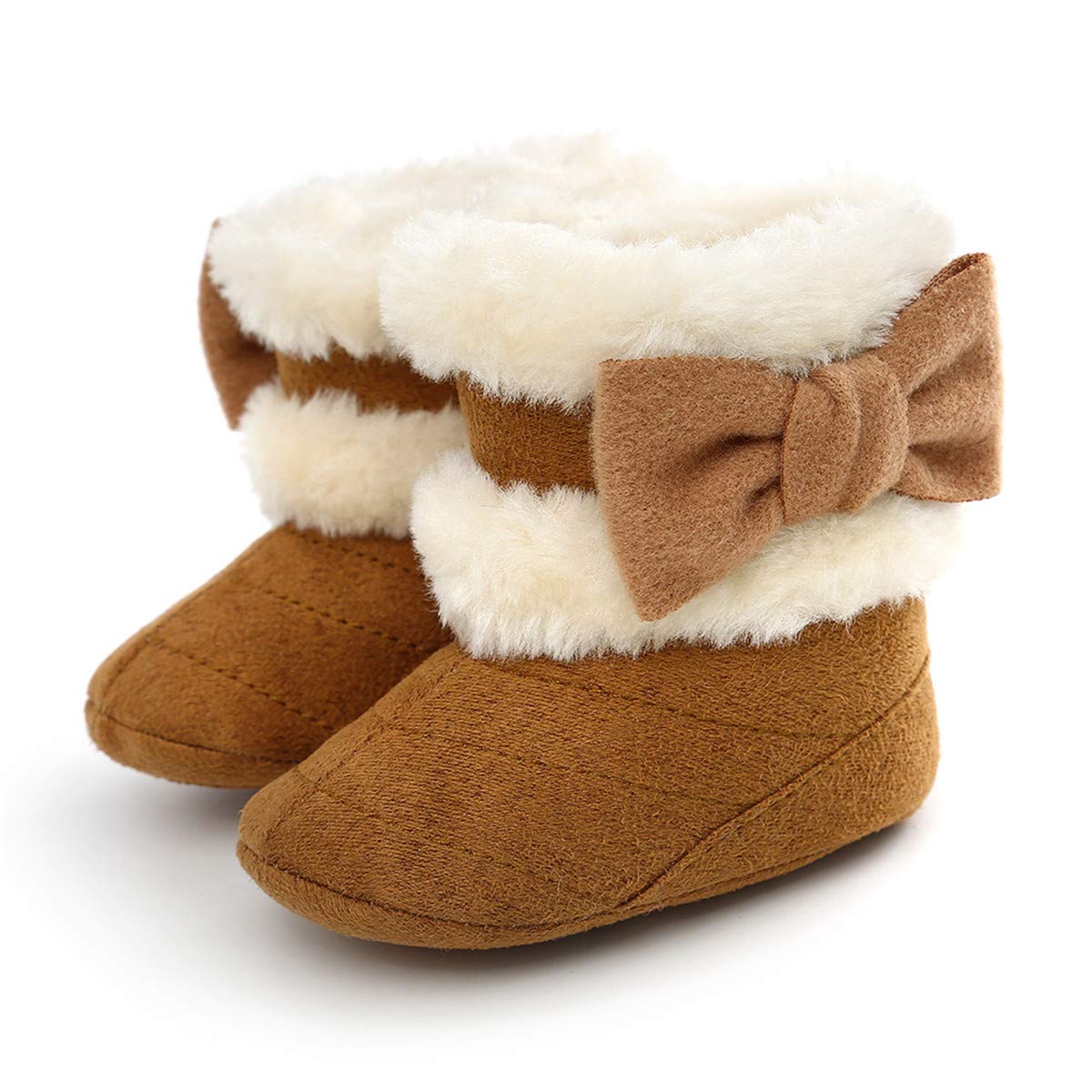 COSANKIM Newborn Baby Girls Boys Boots Soft Anti-Slip Sole Warm Winter Snow Booties Toddler Infant Prewalker Shoes(6-12 months infant, C/brown baby shoes