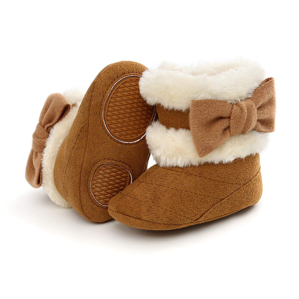COSANKIM Newborn Baby Girls Boys Boots Soft Anti-Slip Sole Warm Winter Snow Booties Toddler Infant Prewalker Shoes(6-12 months infant, C/brown baby shoes