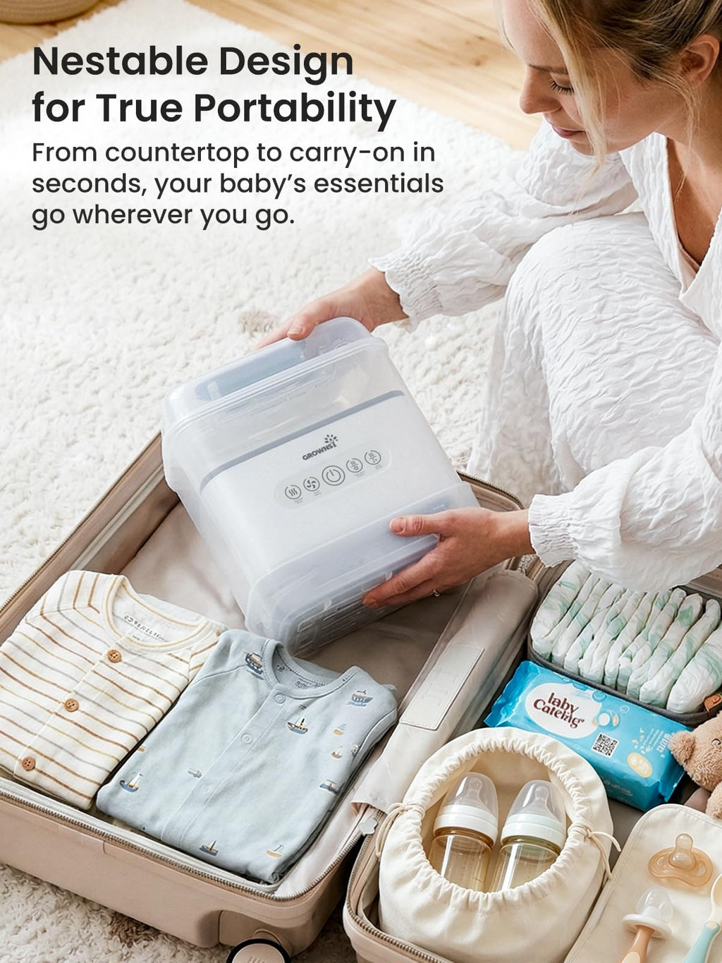 Grownsy Space Saving Baby Bottle Sterilizer and Dryer with Travel Set