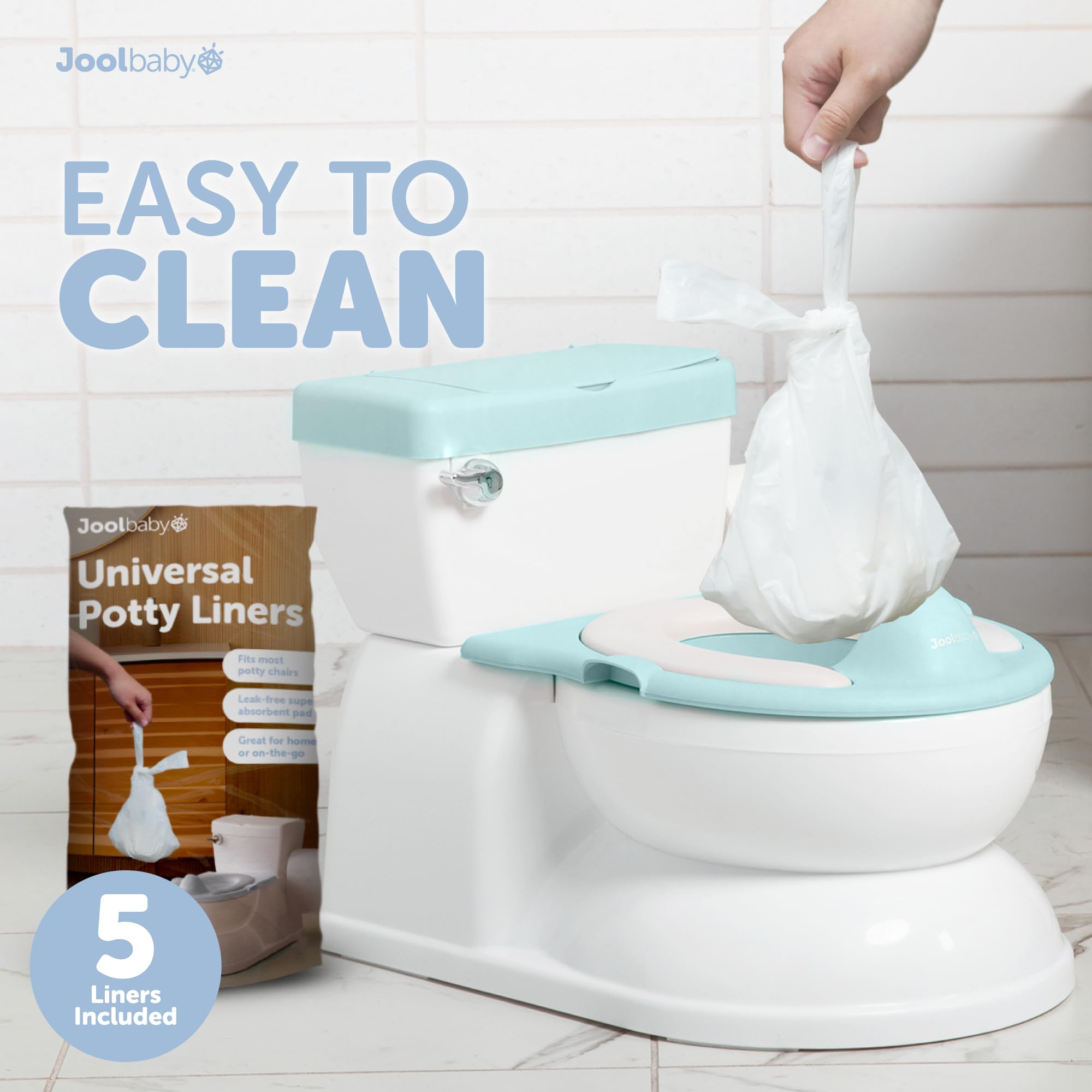 Jool Baby Real Feel 2-in-1 Potty with Wipes Storage, Flushing Sounds & Disposable Liners - Realistic Toilet - Easy to Clean & Assemble (Aqua)