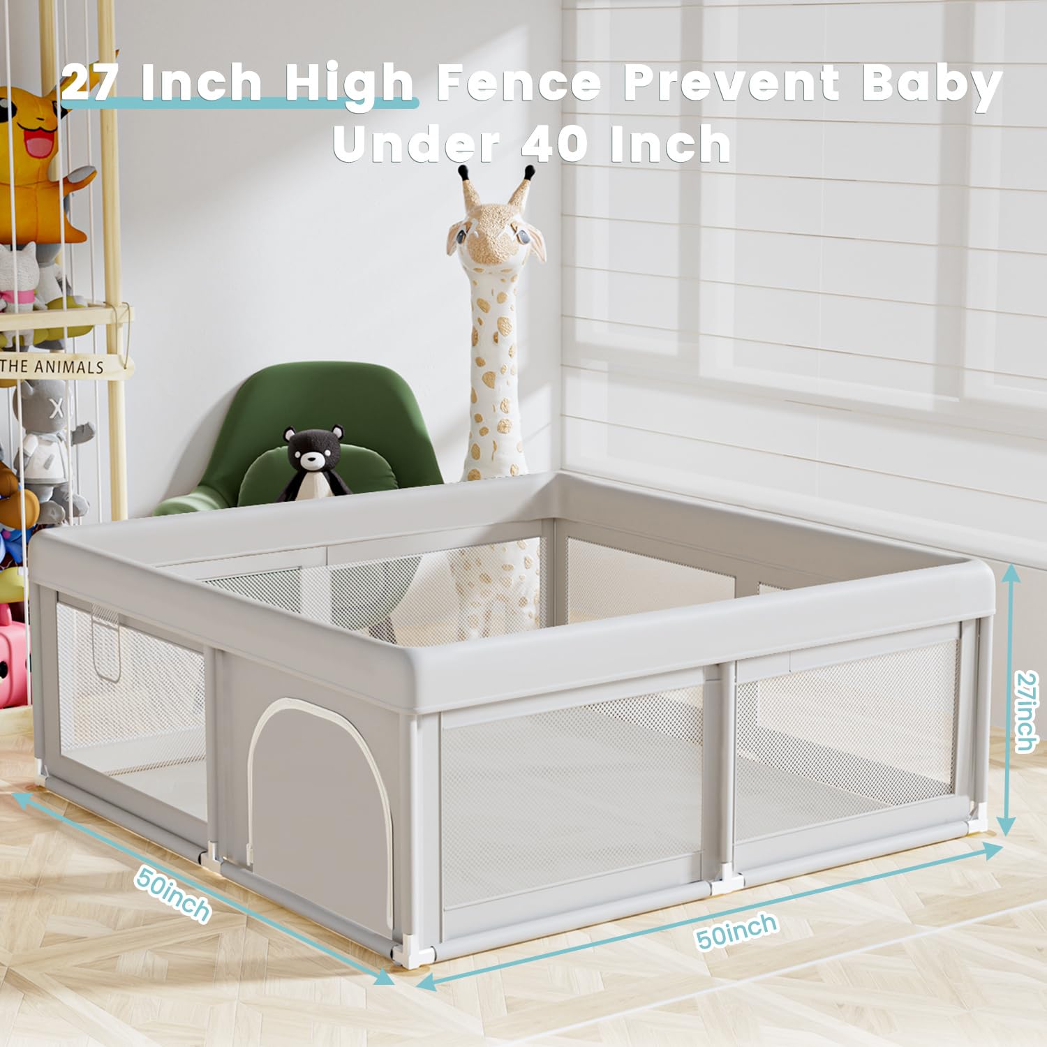 Hiaksedt Baby Playpen 50x50 Inch, Play Pens for Babies and Toddlers