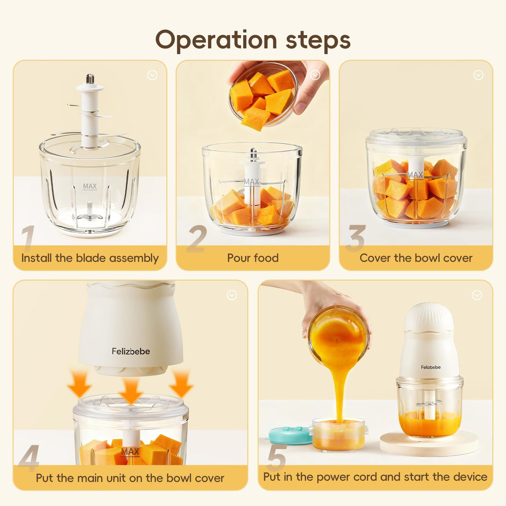 Baby Food Maker, Small Baby Food Processor Set, 10oz Puree Blender