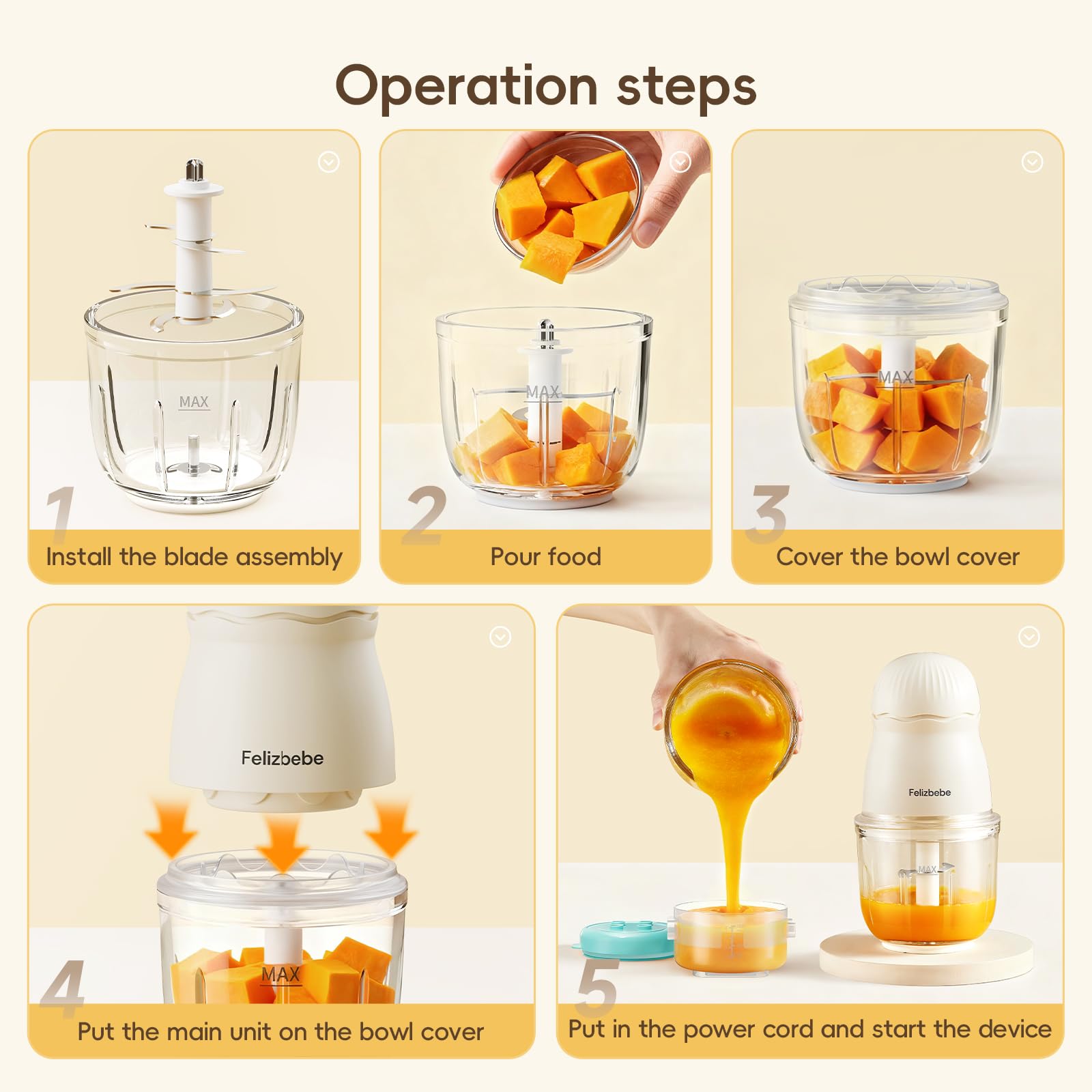 Baby Food Maker, Small Baby Food Processor Set, 10oz Puree Blender