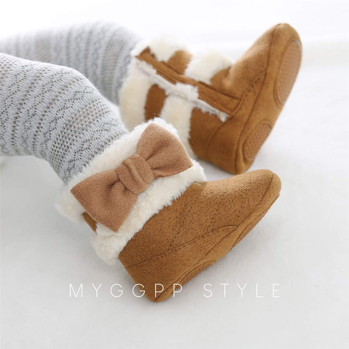 COSANKIM Newborn Baby Girls Boys Boots Soft Anti-Slip Sole Warm Winter Snow Booties Toddler Infant Prewalker Shoes(6-12 months infant, C/brown baby shoes