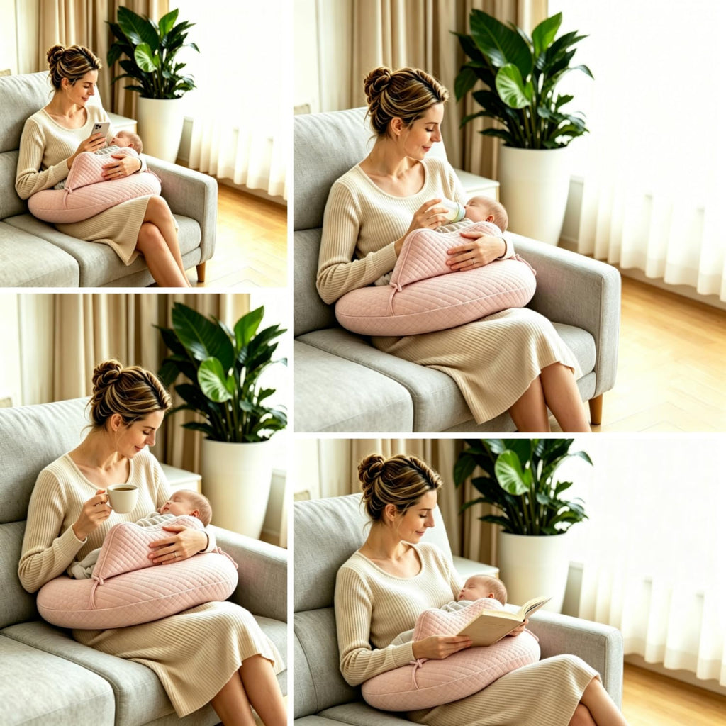 WYXunPlanet Nursing Pillow, Breastfeeding Pillow for Breastfeeding and Bottle Feeding to Reduce Strain on arms and Back, Better Support Baby,Waist Adjustable,Knitted Cotton Cover,Removable, Pink