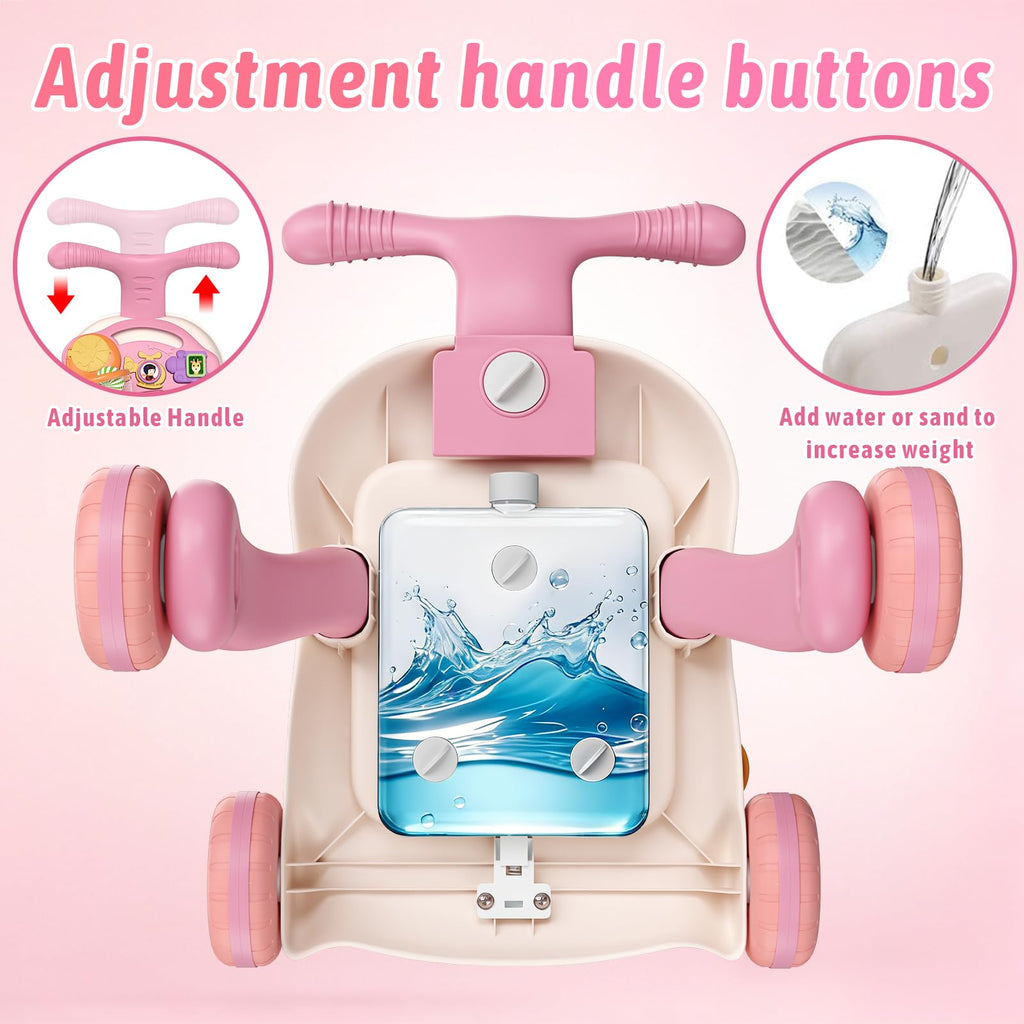 QDRAGON 3 in 1 Baby Walker and Activity Center for Girl 12-18 Months, Pink