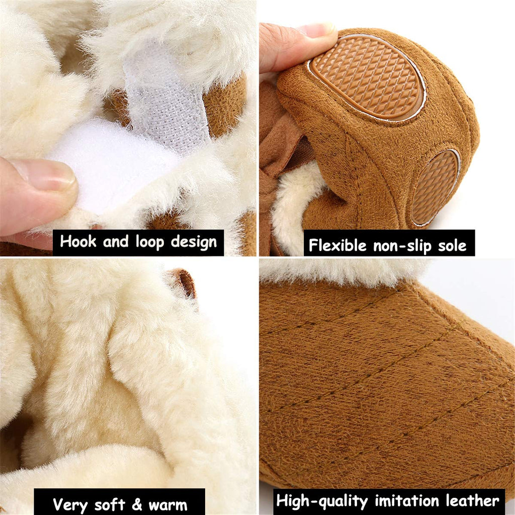 COSANKIM Newborn Baby Girls Boys Boots Soft Anti-Slip Sole Warm Winter Snow Booties Toddler Infant Prewalker Shoes(6-12 months infant, C/brown baby shoes