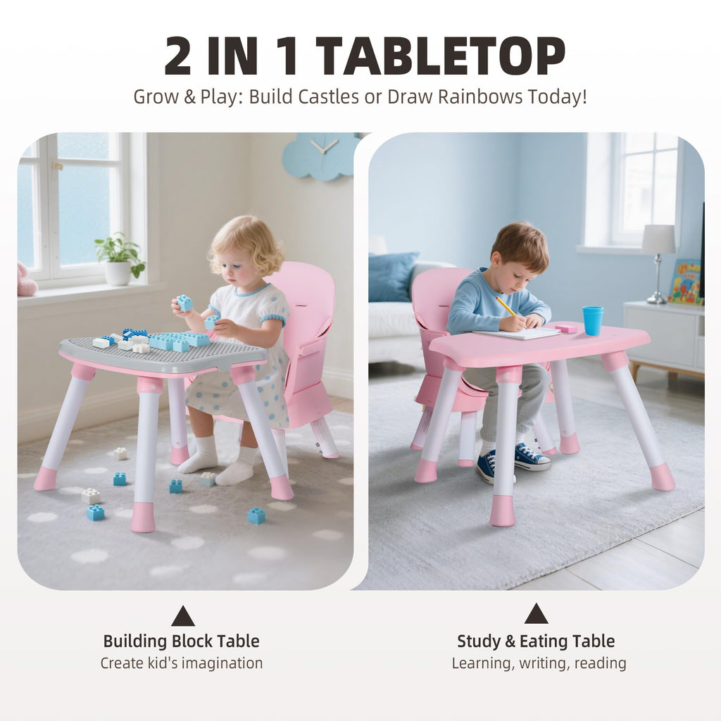 TODECARE 8 in 1 Baby High Chair, Convertible Feeding Chair, Pink