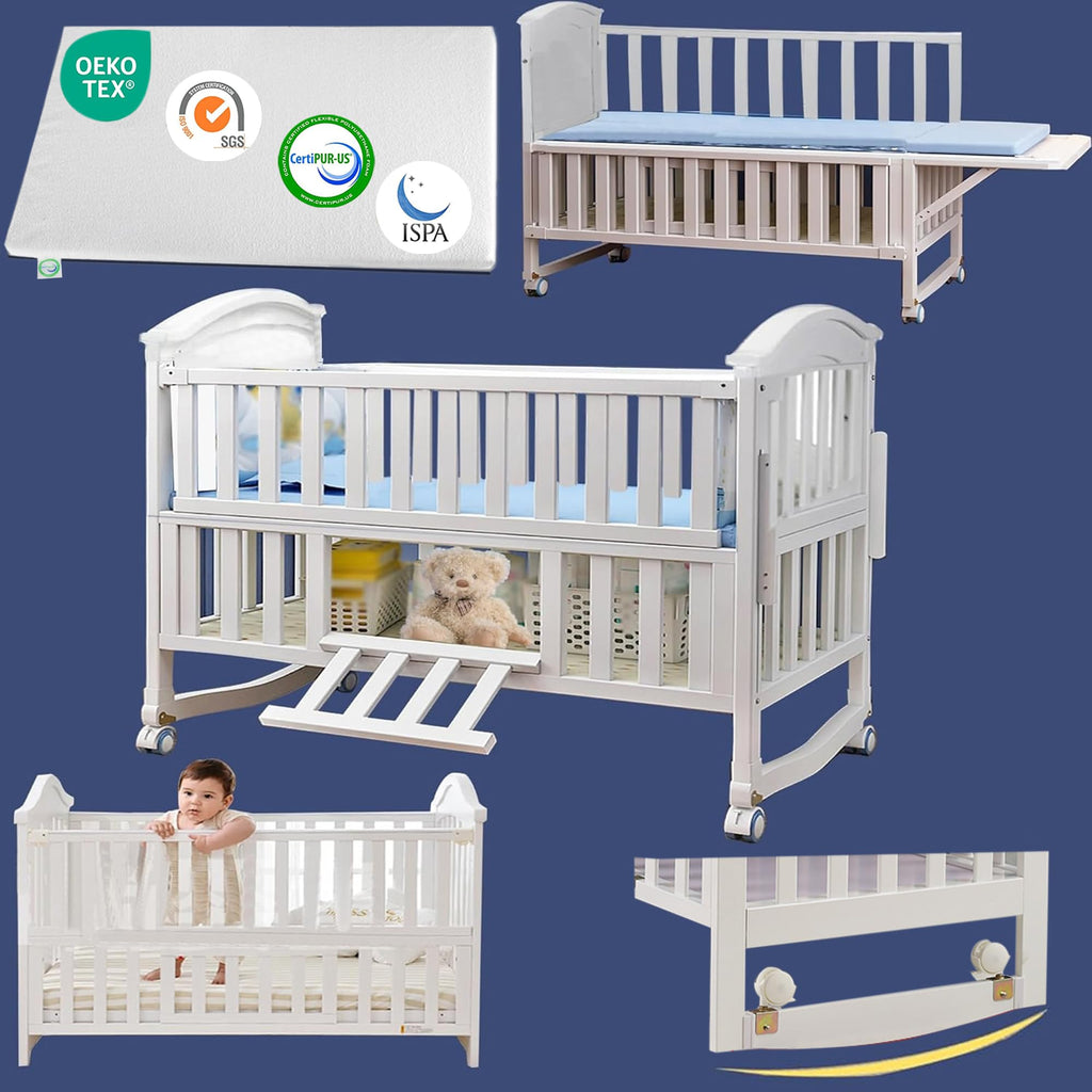 Styhigh Portable Mini Baby Crib 4in1 Beside Cunas with Mattress