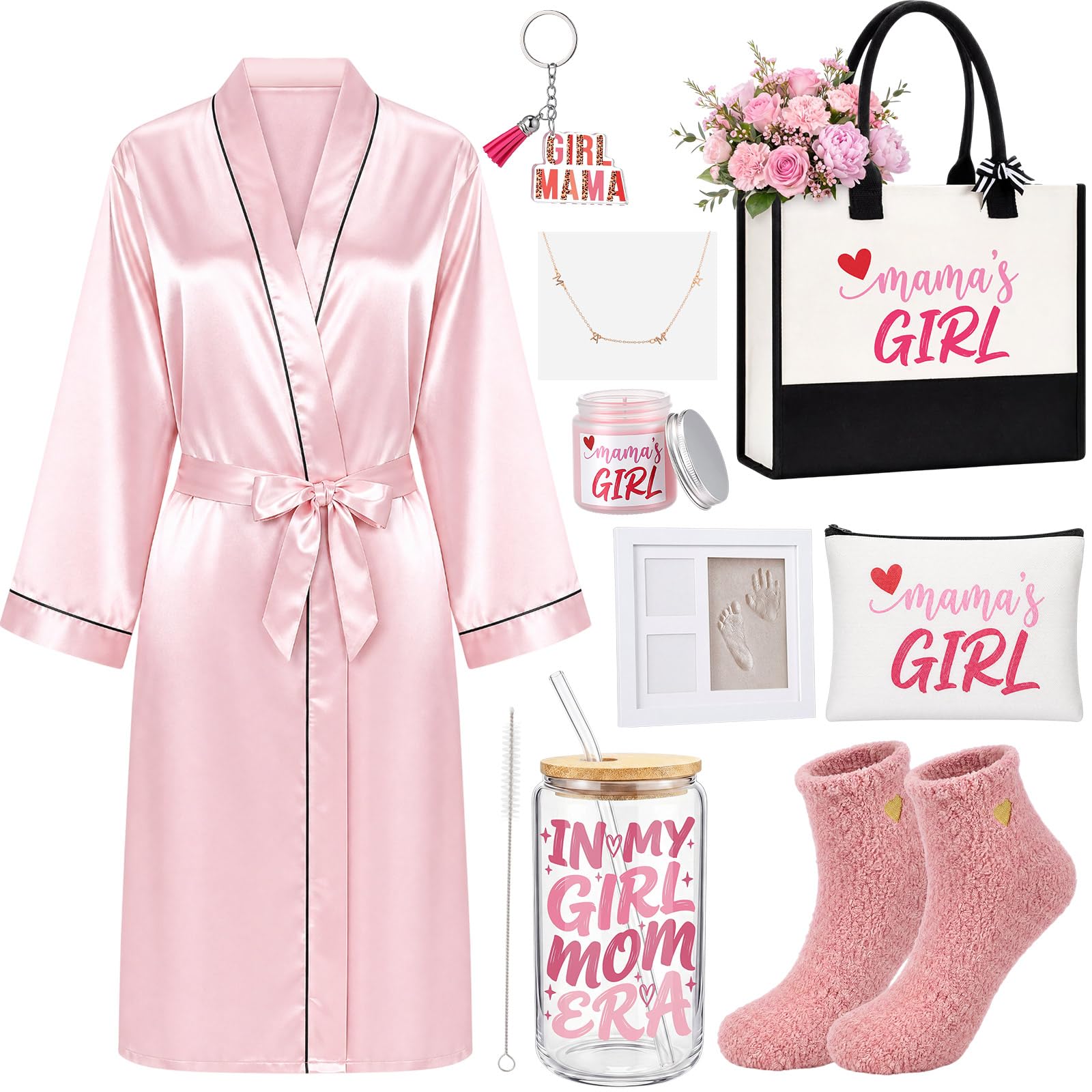Bunnycool 9 Pcs Mom Gifts Set for Women New Mommy Essentials Mama Gift for First Time Moms Essentials, Postpartum Gifts for Moms (Pink)