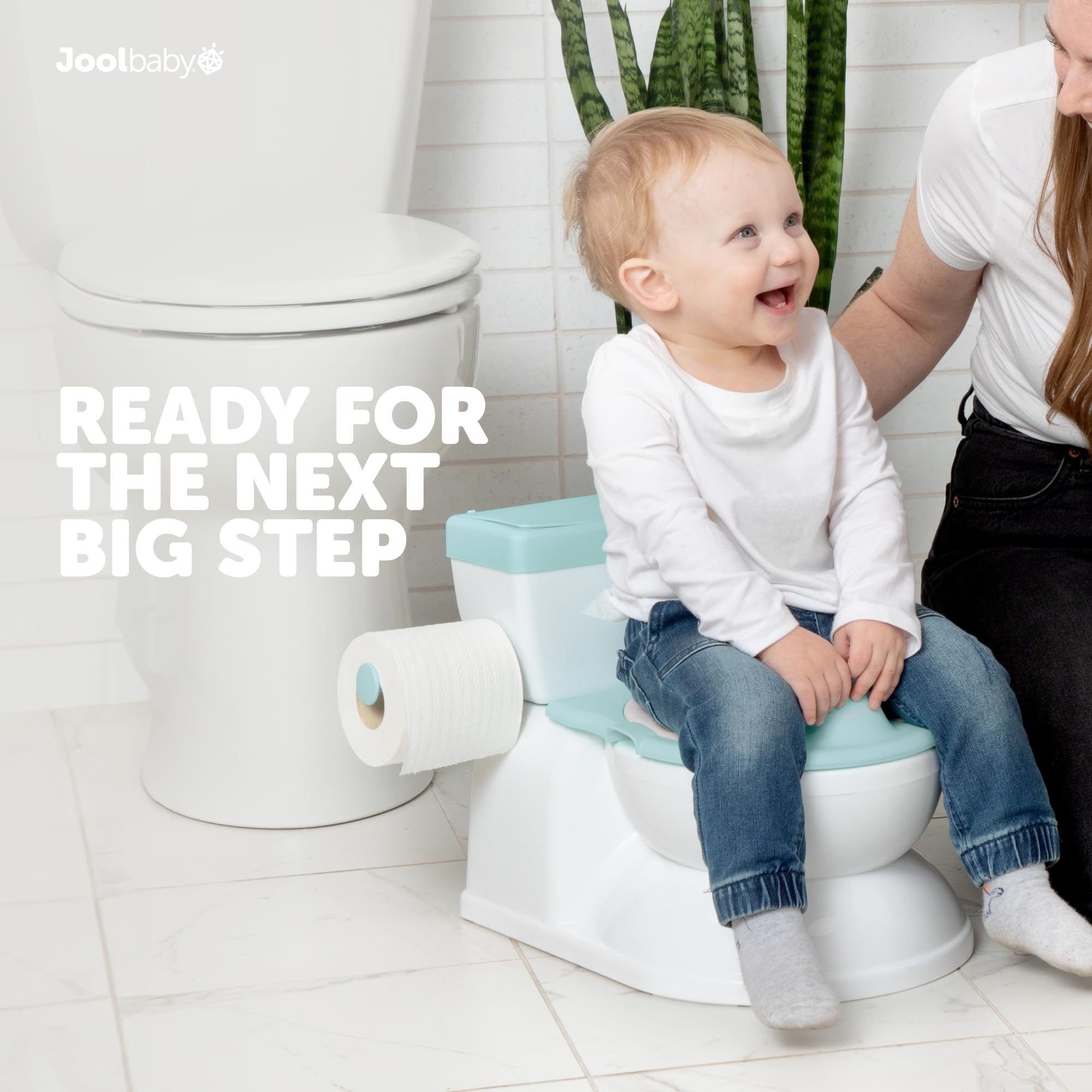 Jool Baby Real Feel 2-in-1 Potty with Wipes Storage, Flushing Sounds & Disposable Liners - Realistic Toilet - Easy to Clean & Assemble (Aqua)