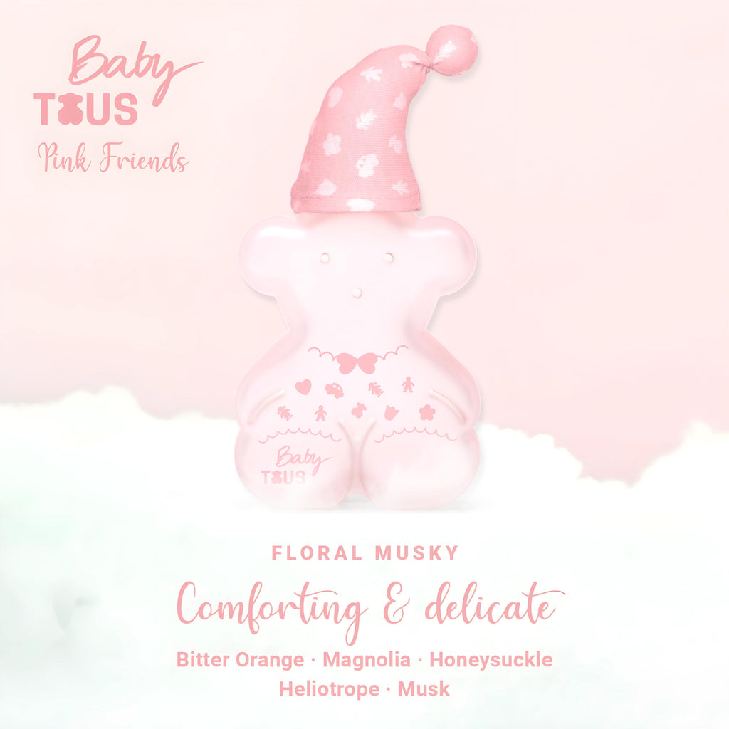 TOUS Pink Baby Eau de Cologne for Babies, Floral Musky Fragrance, 3.4 Fl Oz