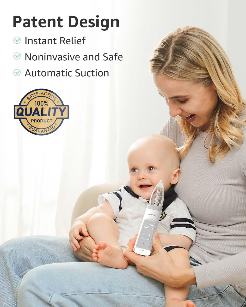 GROWNSY Baby Nasal Aspirator, Electric Nose Sucker, Powerful Suction,Grey