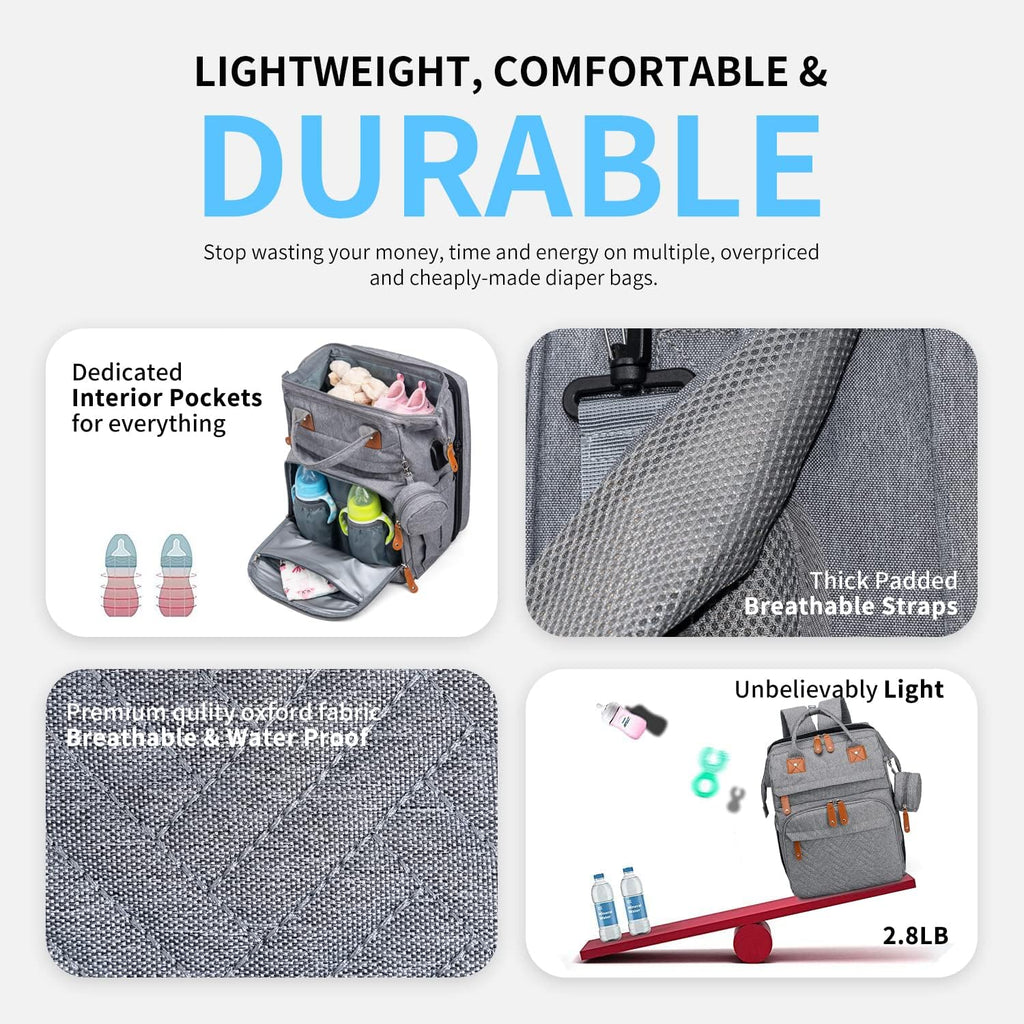 KABAQOO Diaper Bag Backpack with Detachable Changing Station, Large Ca ...