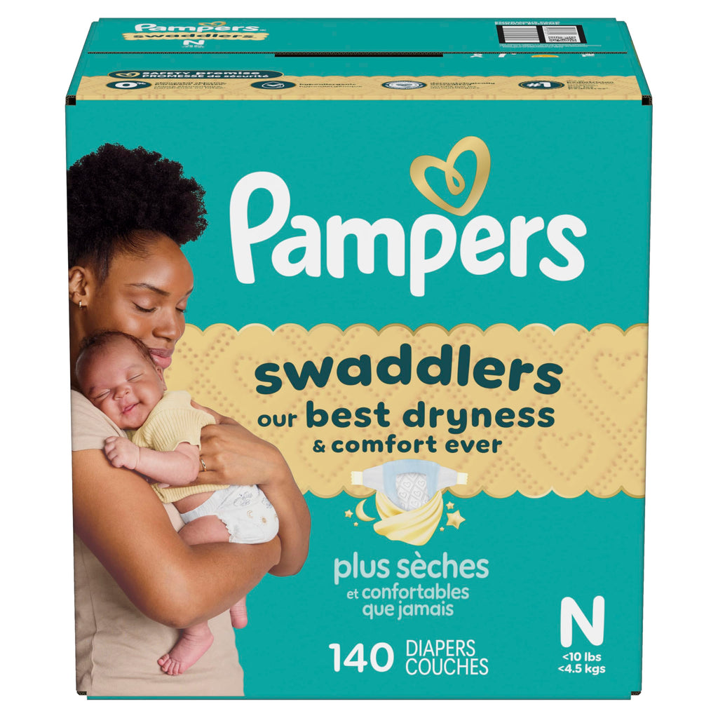 Pampers Swaddlers Newborn Diapers, Size Newborn (<10 lbs), 140 Count, Fragrance Free, Hypoallergenic, Absorbent, Pediatrician Recommended, Skin Safe