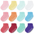 Baby Non-Slip Ankle Socks 12 Pack Soft Cotton for Infant Toddlers Girl Boy