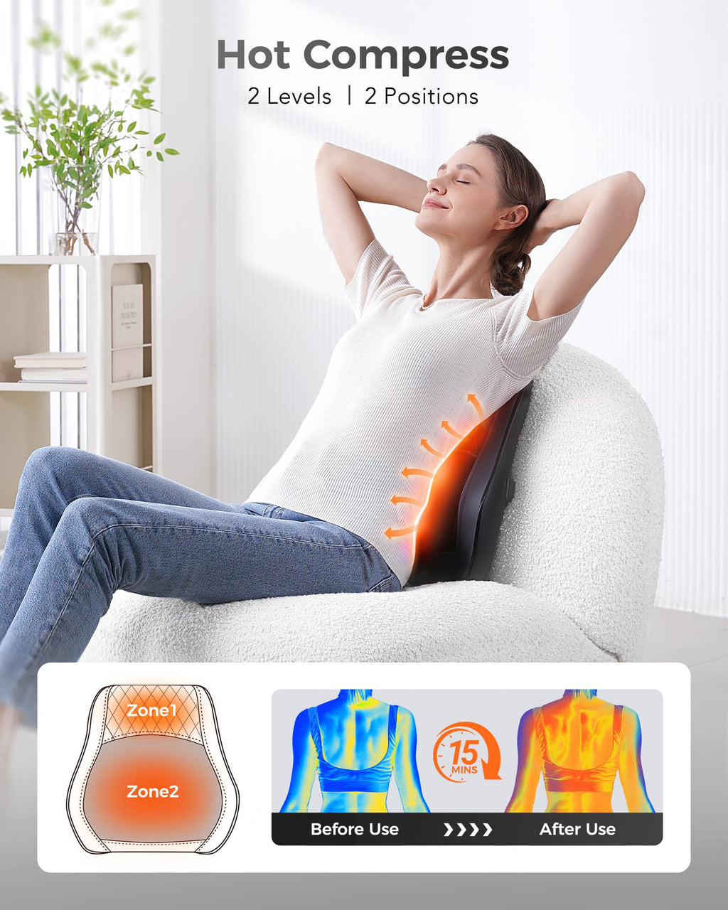 Boriwat Back Massager with Heat, 3D Kneading Massage Pillow for Back, Neck, Shoulder, Leg Pain Relief Deep Tissue, Gifts for Women Men Mom Dad