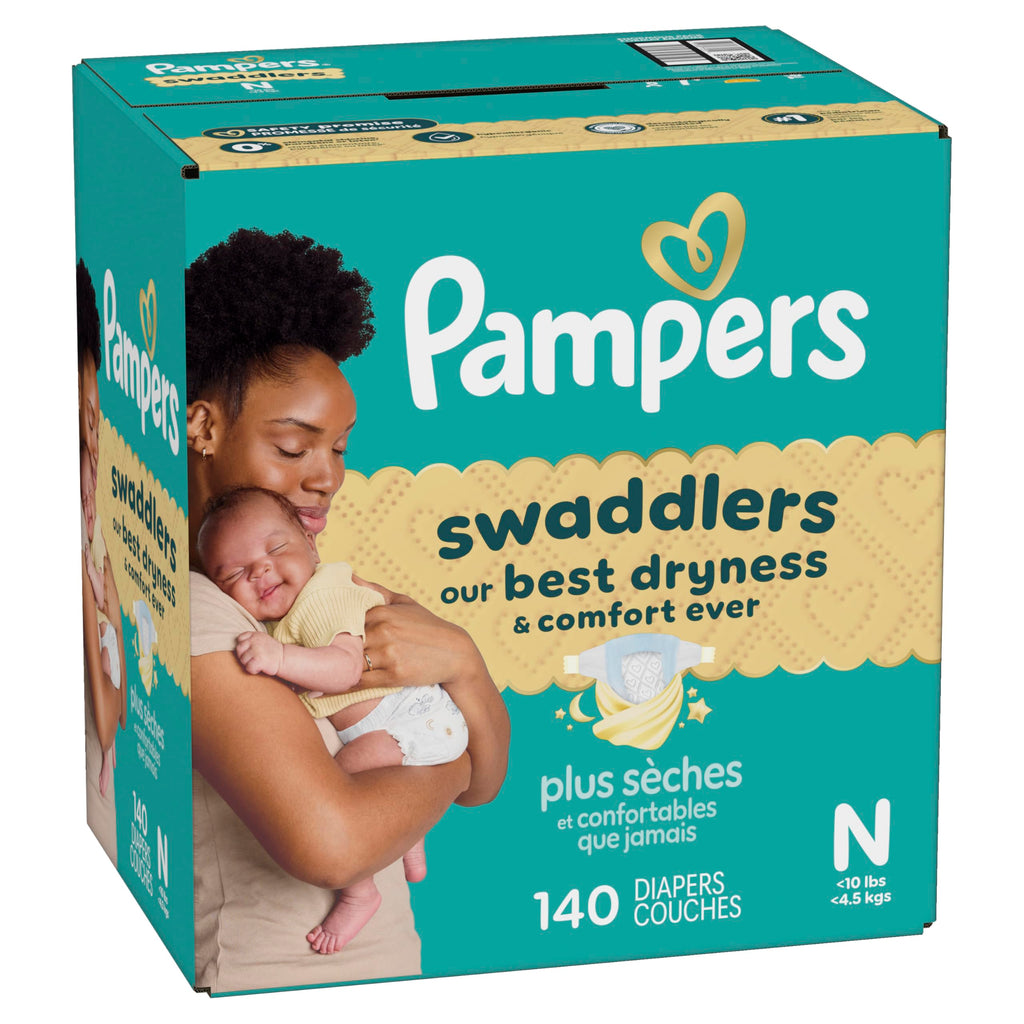 Pampers Swaddlers Newborn Diapers, Size Newborn (<10 lbs), 140 Count, Fragrance Free, Hypoallergenic, Absorbent, Pediatrician Recommended, Skin Safe