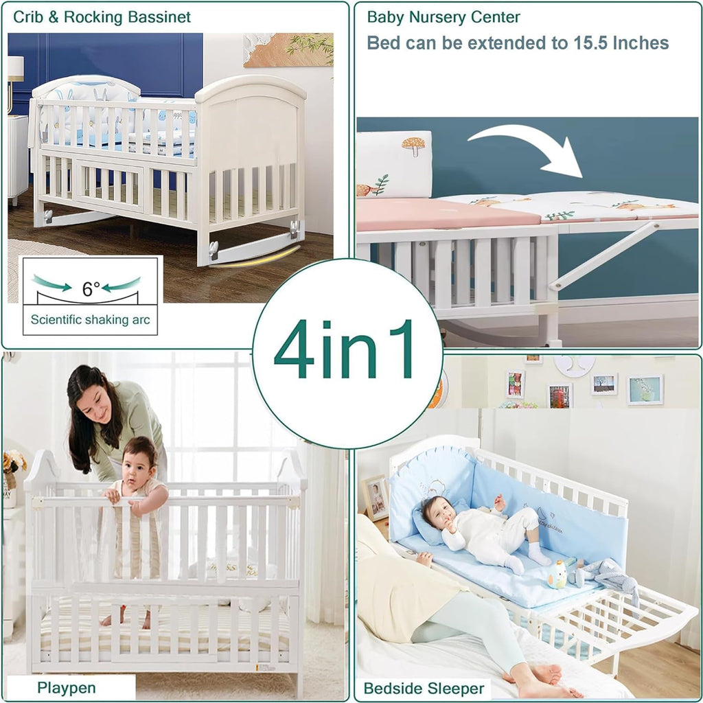 Styhigh Portable Mini Baby Crib 4in1 Beside Cunas with Mattress
