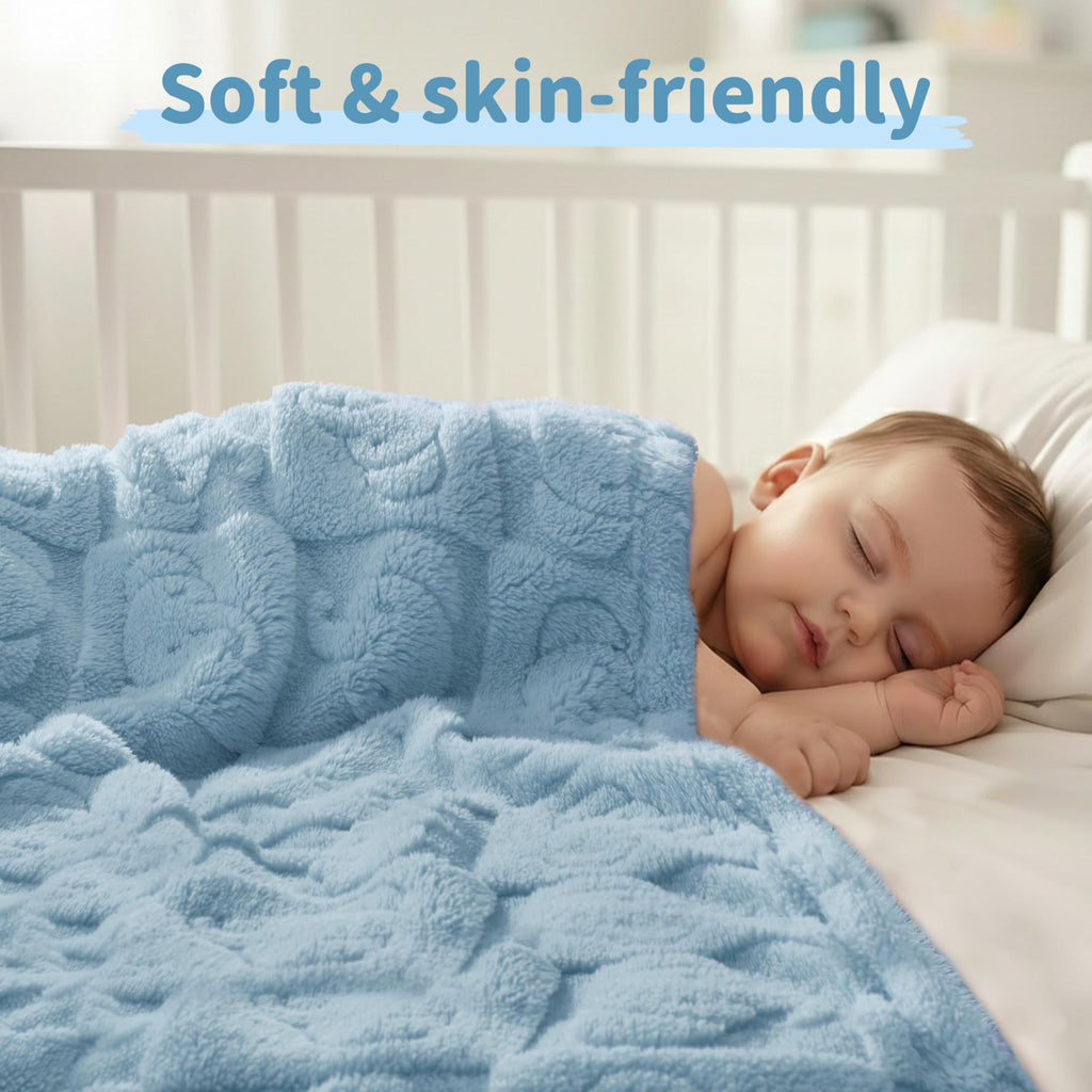 Pro Goleem Elephant Baby Boy Blanket, Soft Fleece Baby Blankets for Boys, 30" x 40" Blue Crib & Stroller Blanket for Newborns and Toddlers